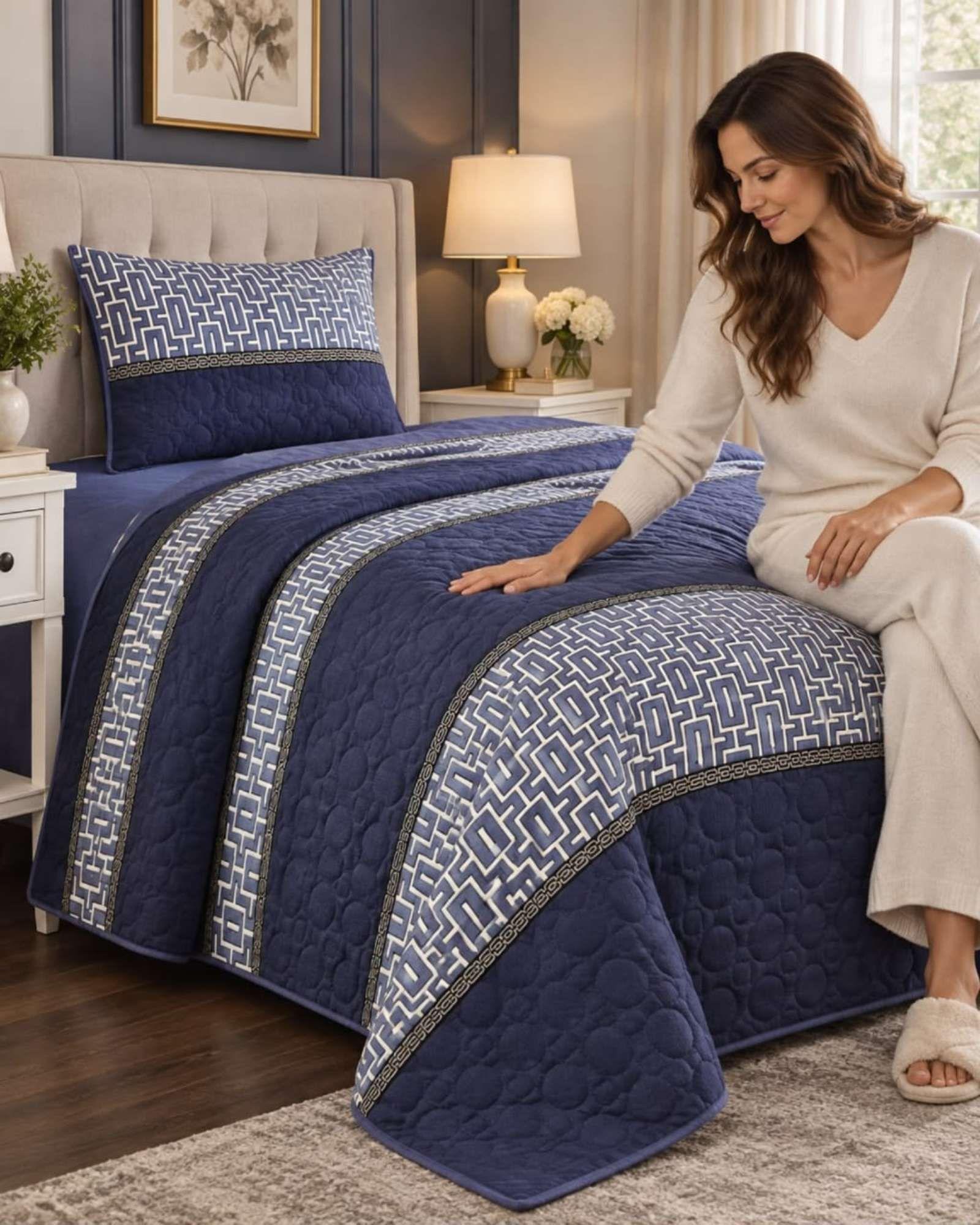 Cubrecama Quilt de Plaza y Media  Con Funda De Almohada C17-4