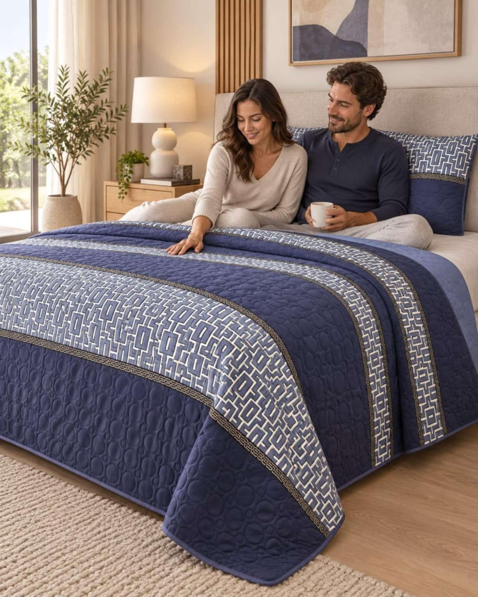 Cubrecama Quilt de Plaza y Media  Con Funda De Almohada C17-5