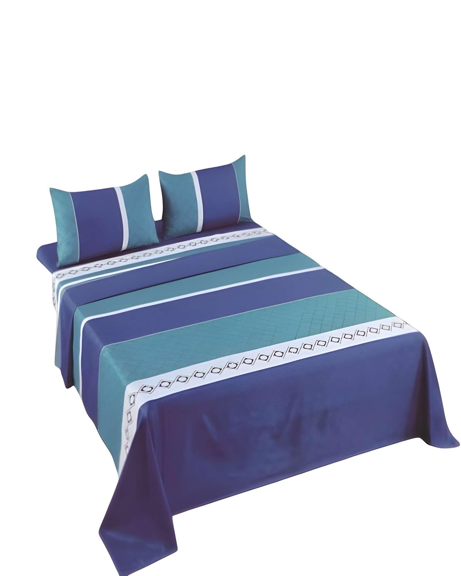 JUEGO DE SABANAS DISEÑO ESTAMPADAS 2 PLAZAS AZUL-1