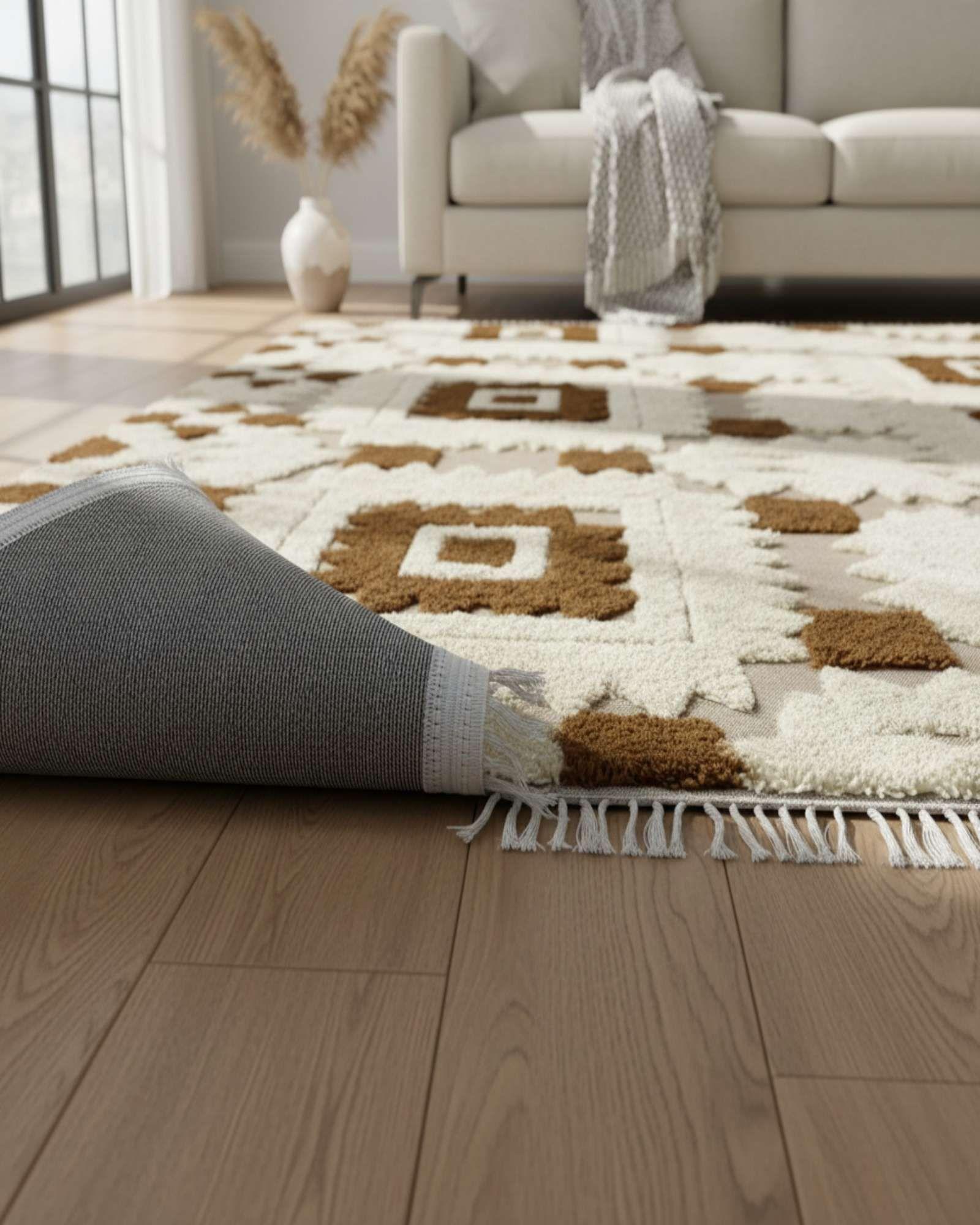 ALFOMBRA TEXTURIZADA DISEÑO JACQUARD ANTIDESLIZANTE 200X240 CMC A05-1