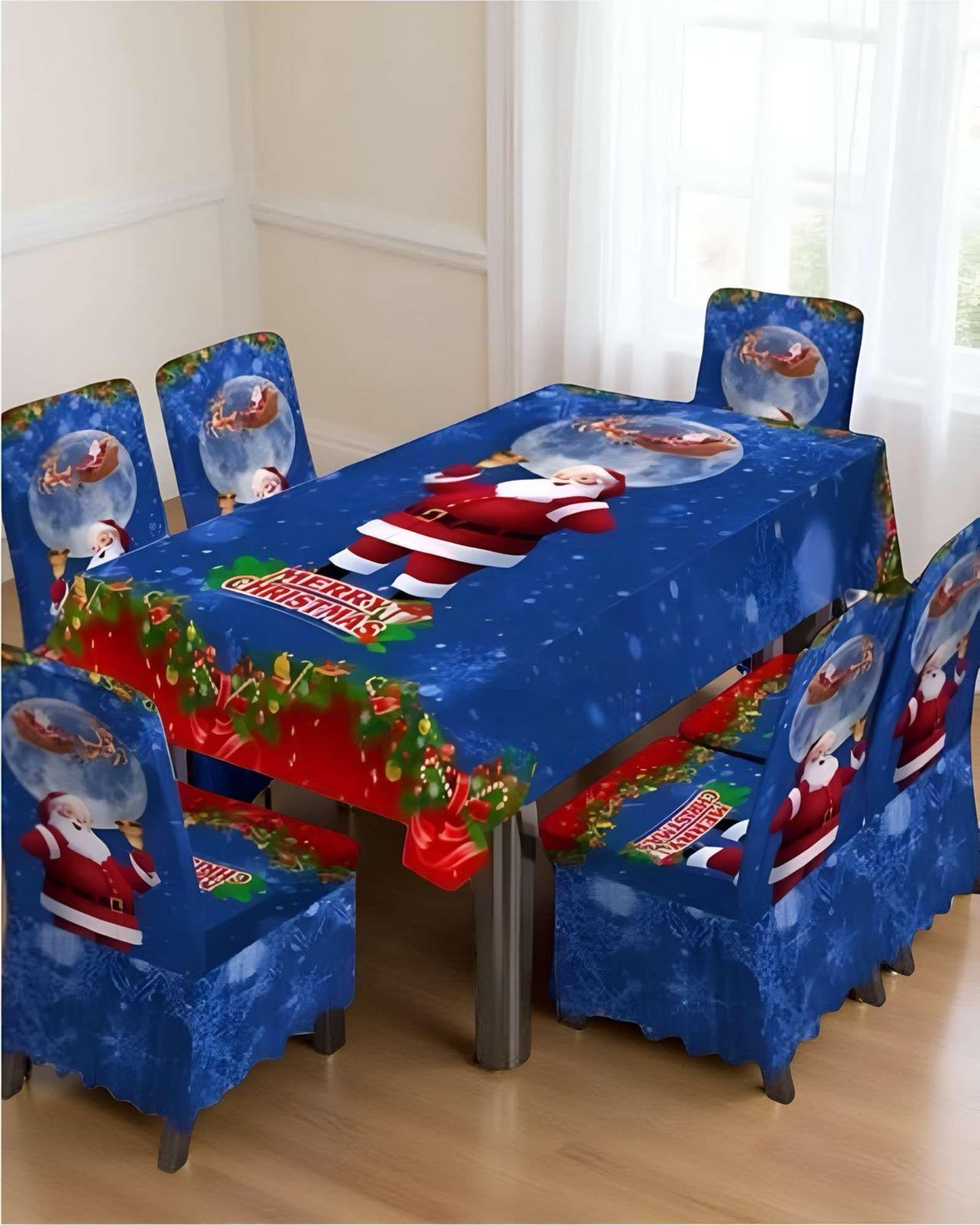 Juego de Mantel mas 6 Fundas de Sillas Navidad  04-2