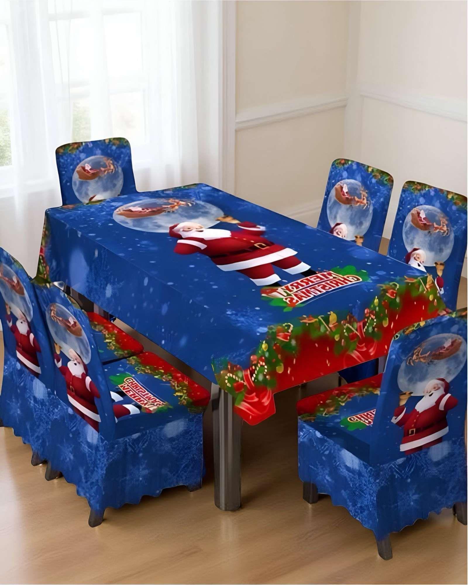 Juego de Mantel mas 6 Fundas de Sillas Navidad  04-3