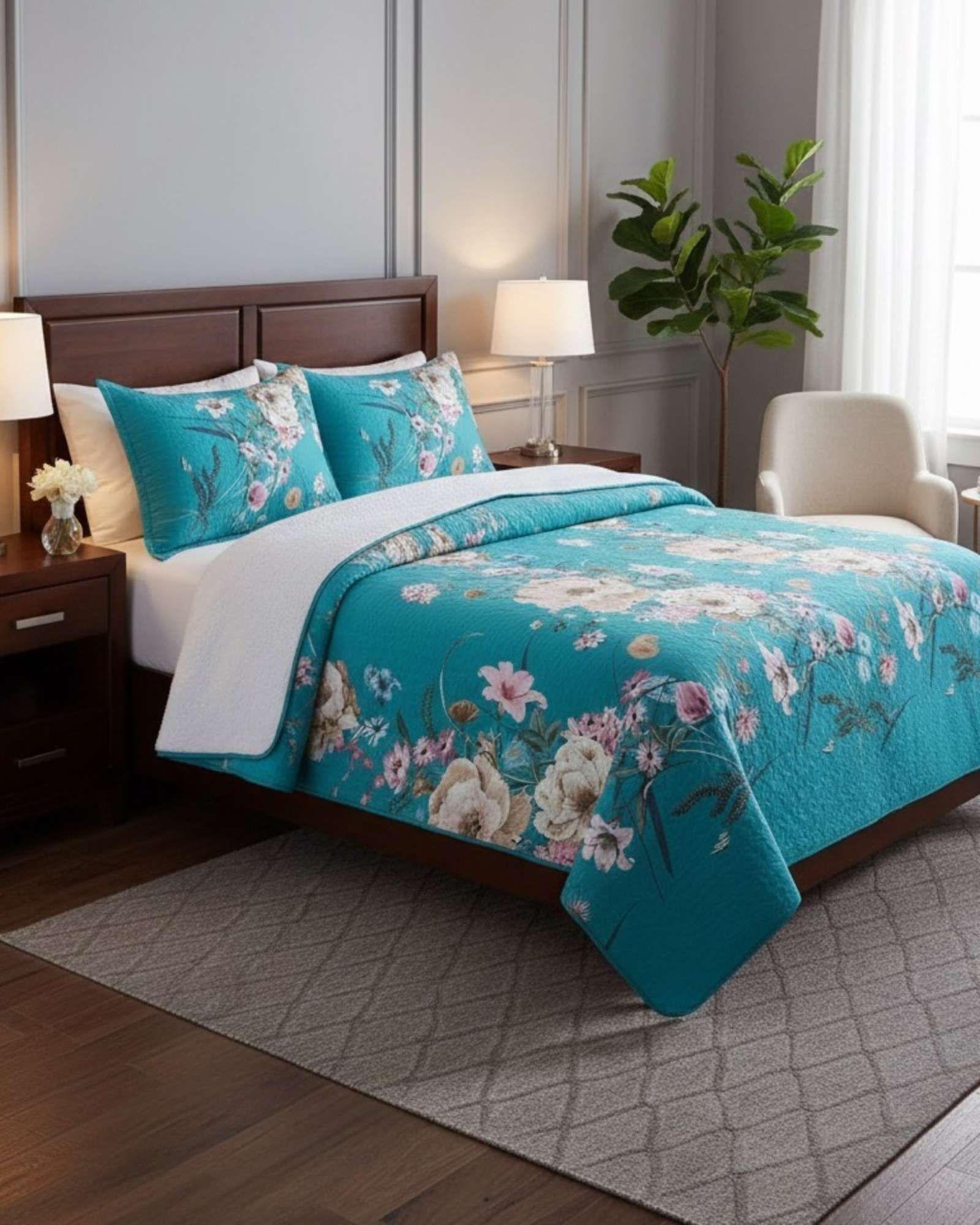 CUBRECAMA QUILT CON SHERPA 2 PLAZA 230 CM X 250 CM B01-3