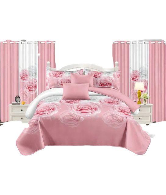 CUBRECAMA QUILT 7 PIEZAS CON CORTINA Y SABANAS 2 PLAZAS  T09-0