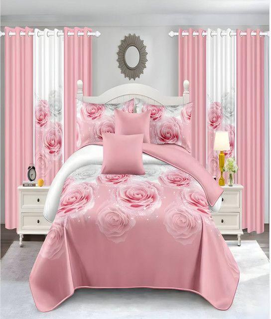 CUBRECAMA QUILT 7 PIEZAS CON CORTINA Y SABANAS 2 PLAZAS  T09-2