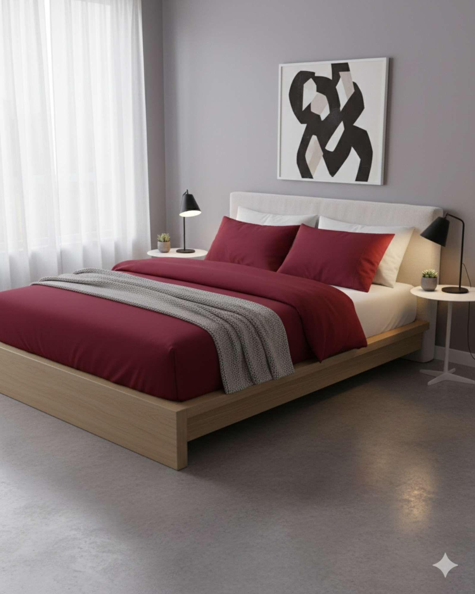 Juego de Sábana de Polar Ultra Suave Máxima Calidez Roja Plaza y Media-4