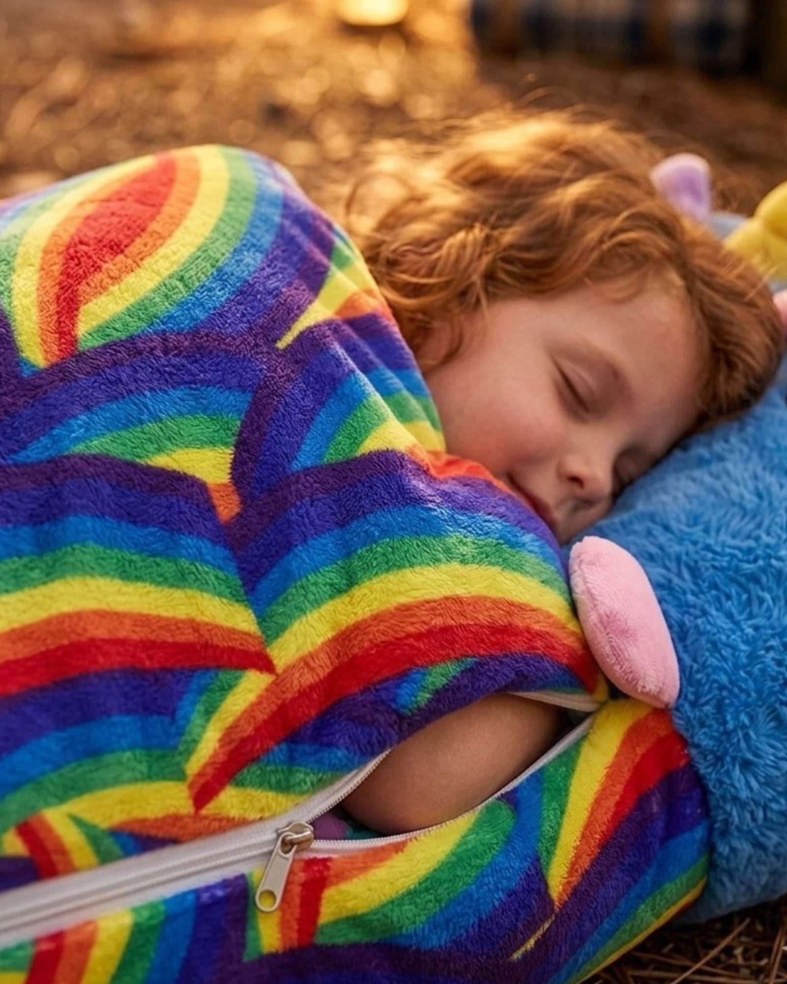 SACO DE DORMIR INFANTIL 2 EN 1 ALMOHADA Y DIVERSIÓN UNICORNIO AZUL-2