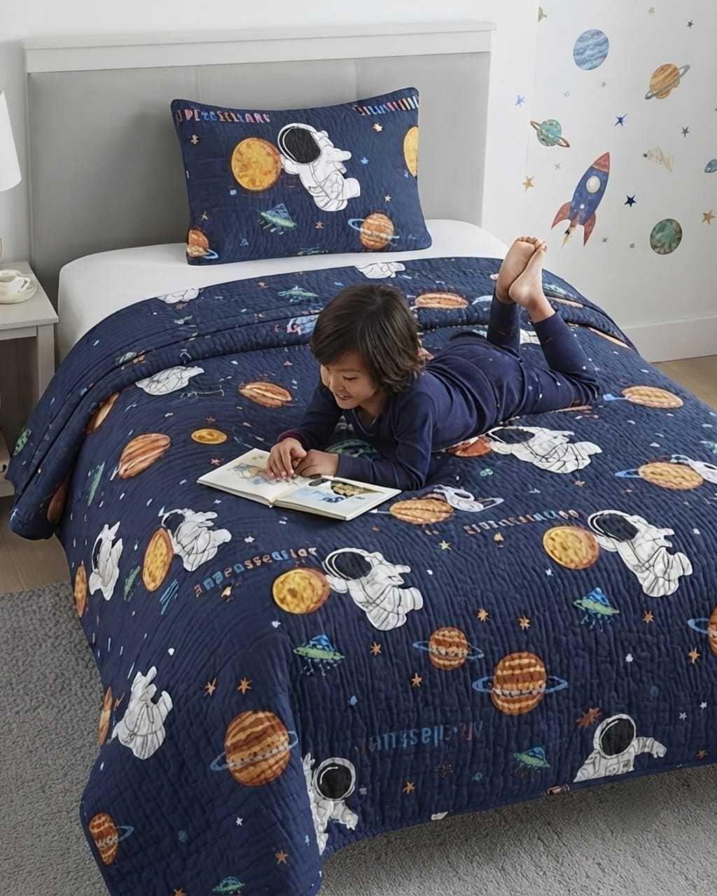Cubrecama Quilt de Verano Plaza y Media Diseños Infantiles Mas Funda-2