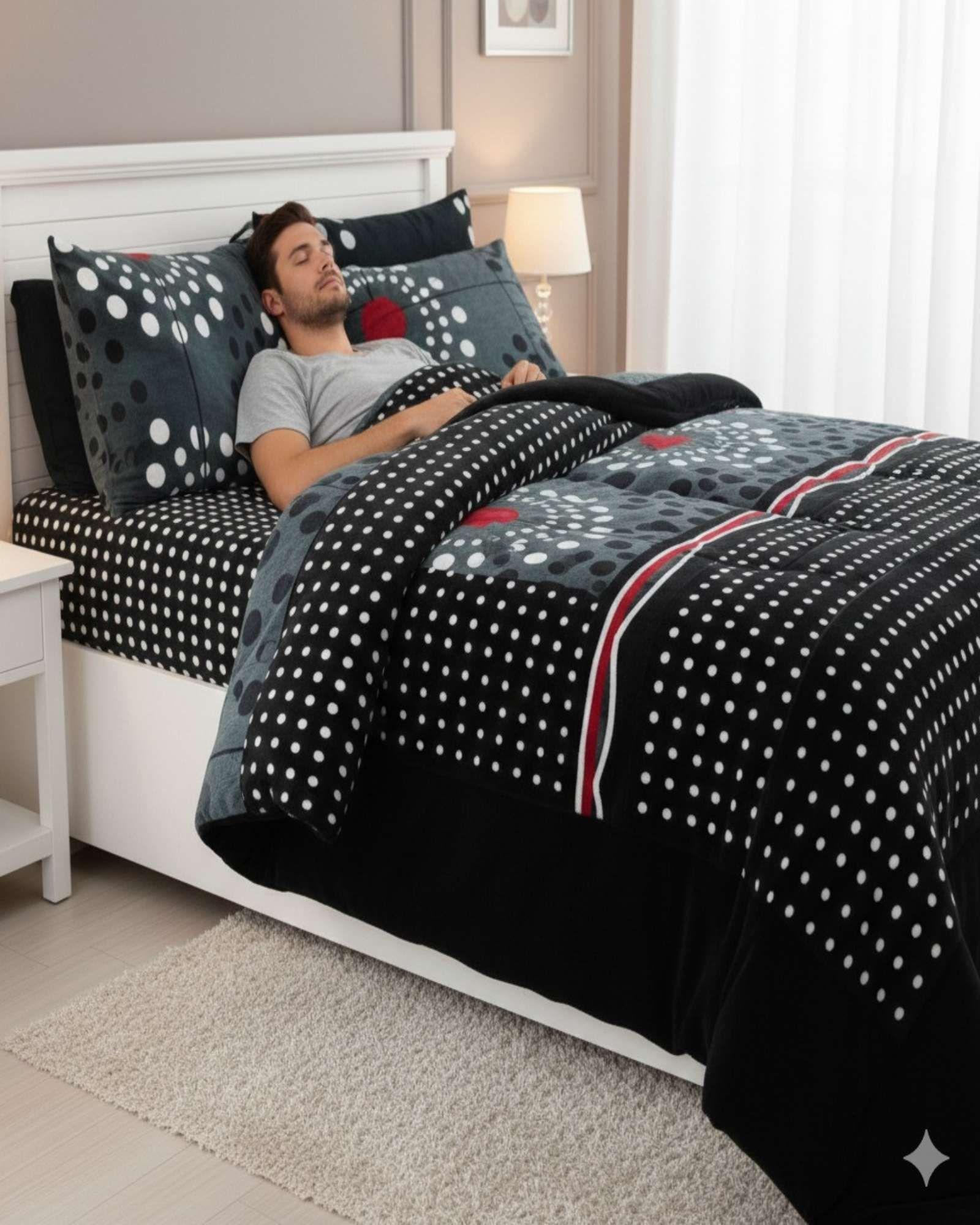 Cubrecama Premium Plush y Chiporro  Invierno King negro-3