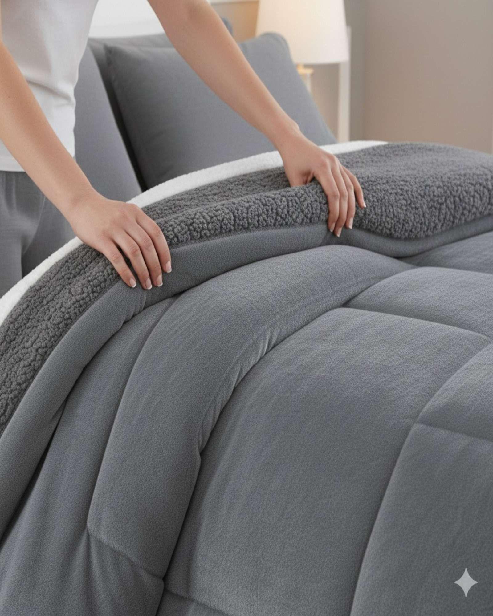 Cubrecama de invierno Plush y Chiporro  color gris King-2