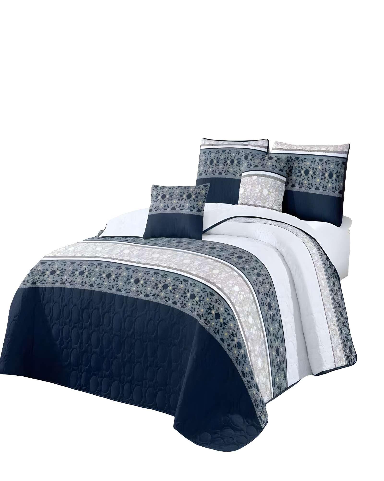 CUBRECAMA CON DISEÑOS  KING 250 X 270 CM + 2 ALMOHADAS P05-2