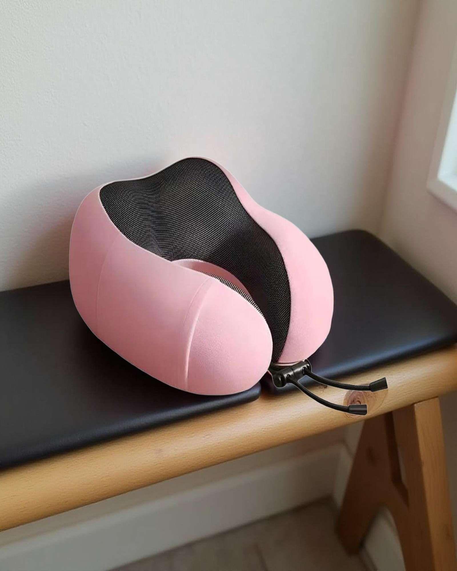 Cómoda Almohada De Cuello Viaje tela magnetica Rosa-3