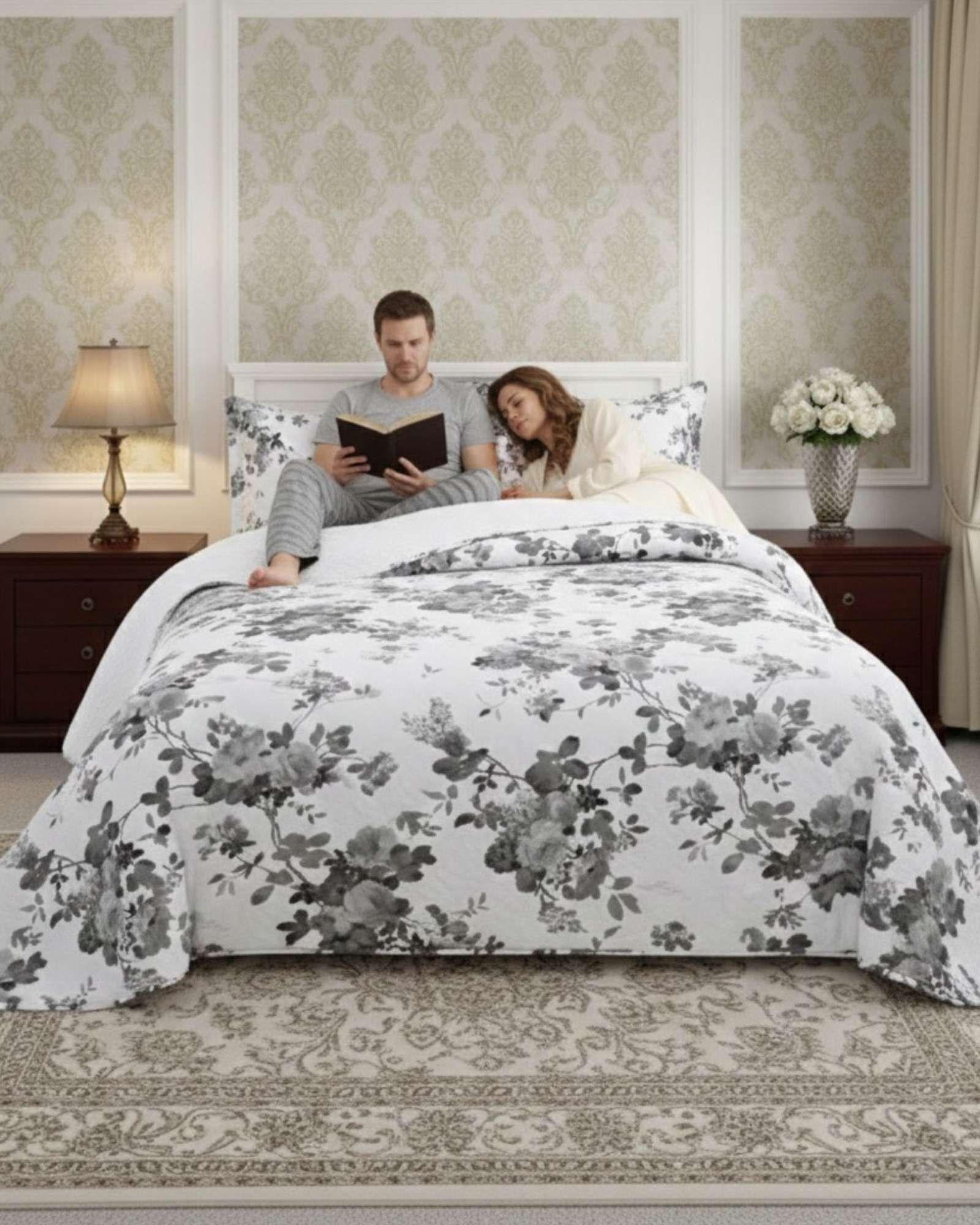 COBERTOR COLCHA QUILT SHERPA KING MEDIDA 250X270 CM C25-2