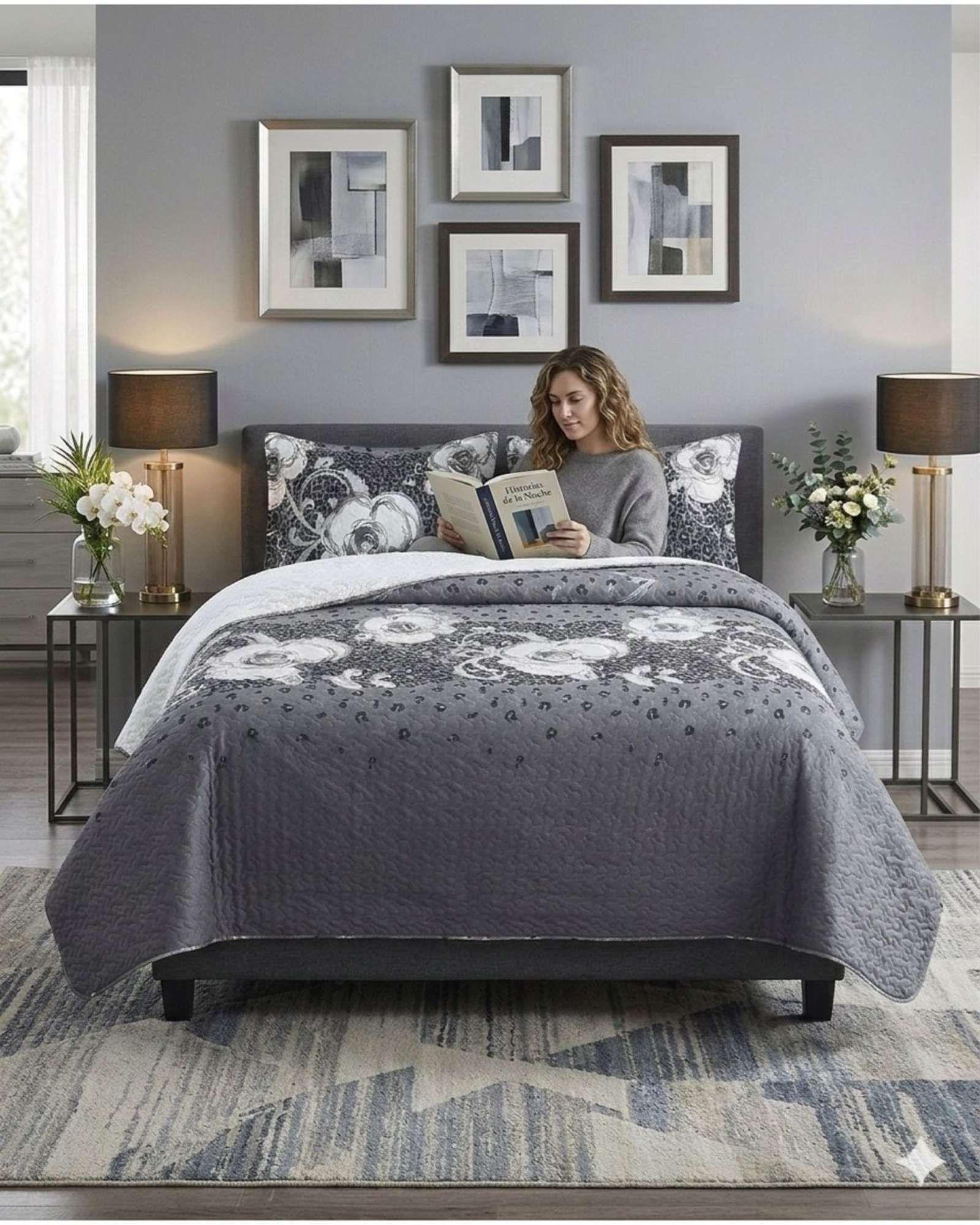 CUBRECAMA QUILT CON SHERPA 2 PLAZA 230 CM X 250 CM B34-2