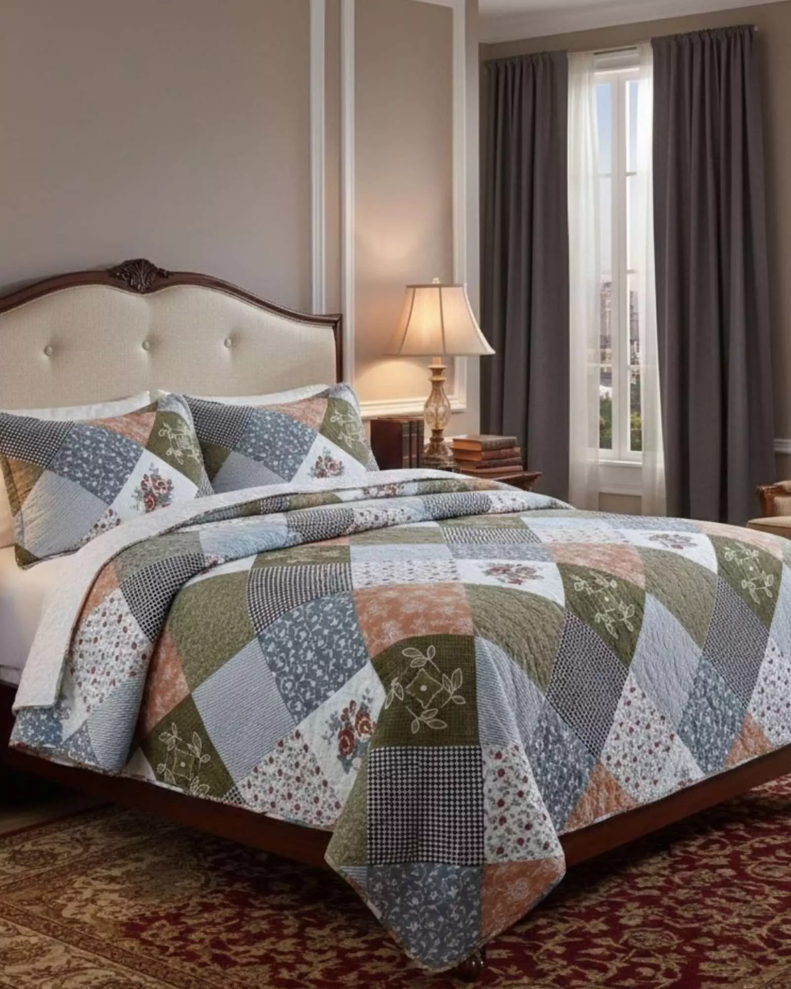 COBERTOR COLCHA QUILT SHERPA KING MEDIDA 250X270 CM C24-3