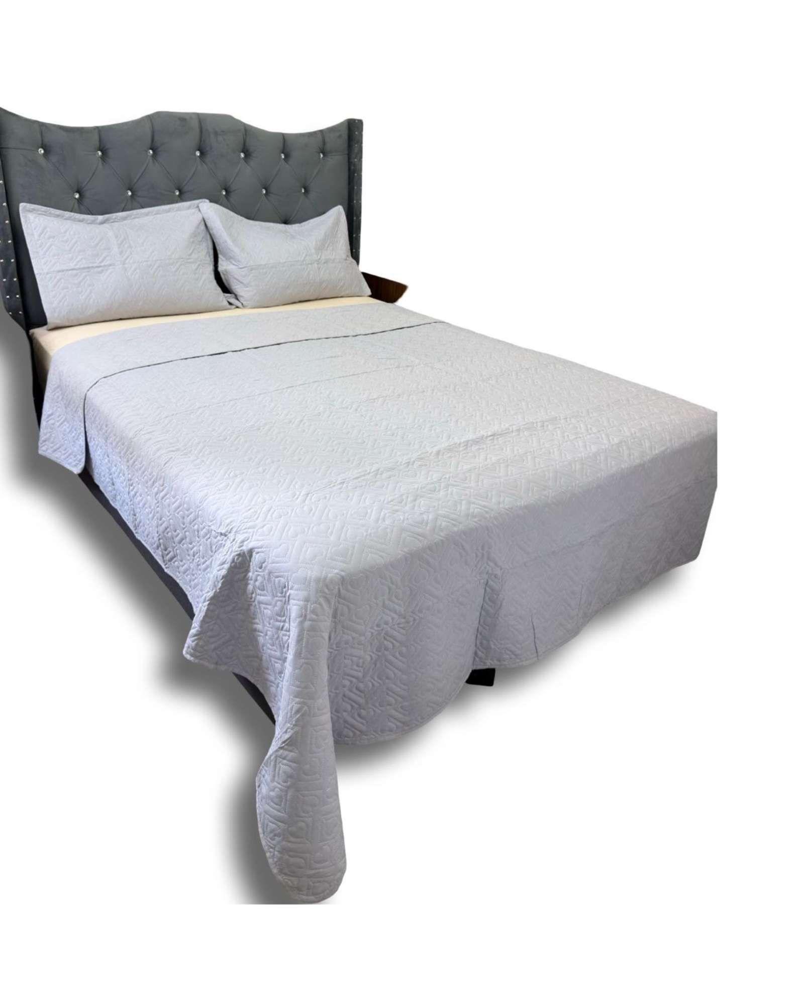 CUBRECAMA QUILT DE LUJO VERANO DELGADO KING GRIS-2