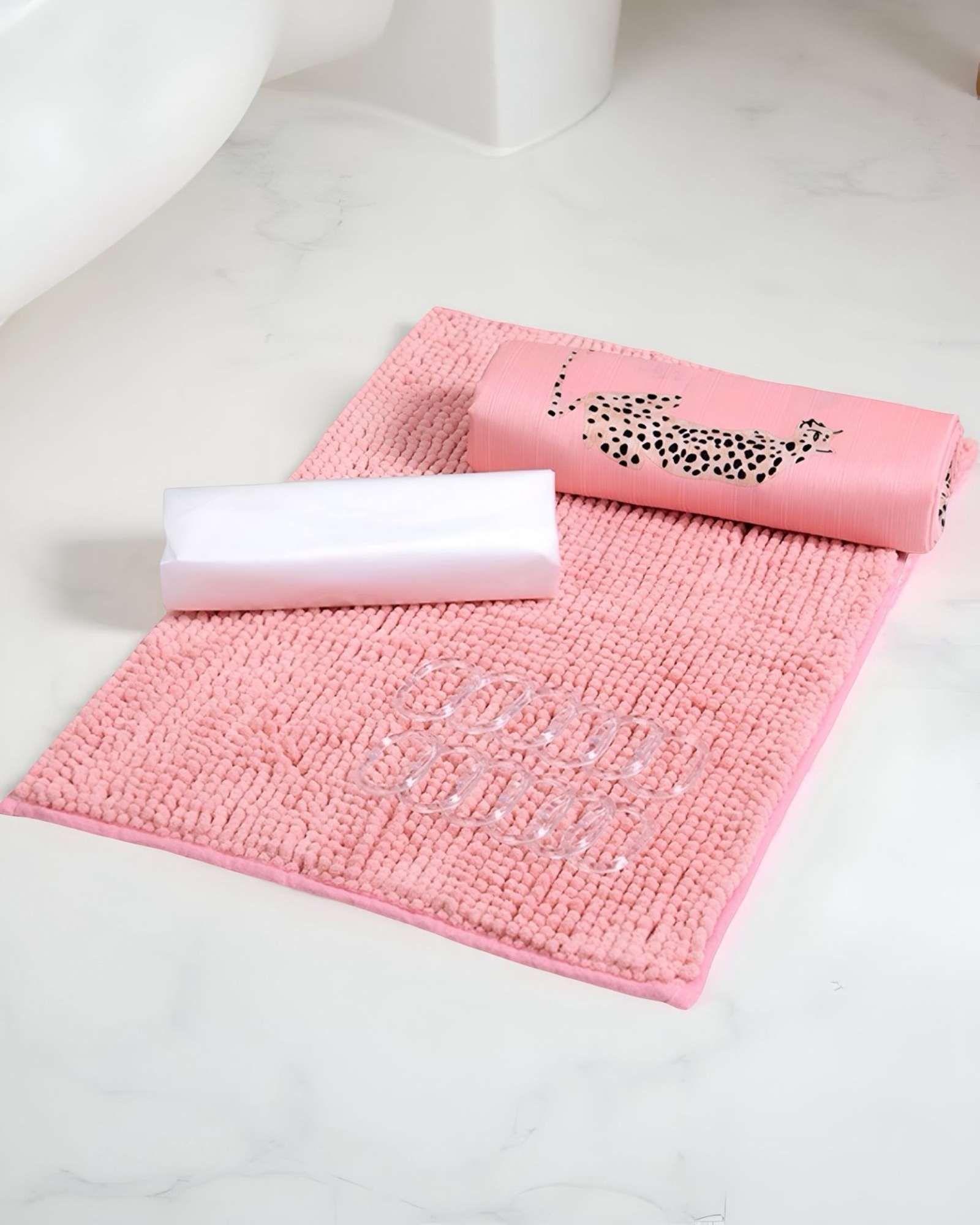 Juego de Baño en Caja 4 Piezas Cortina con Alfombra Mashini  A02-3