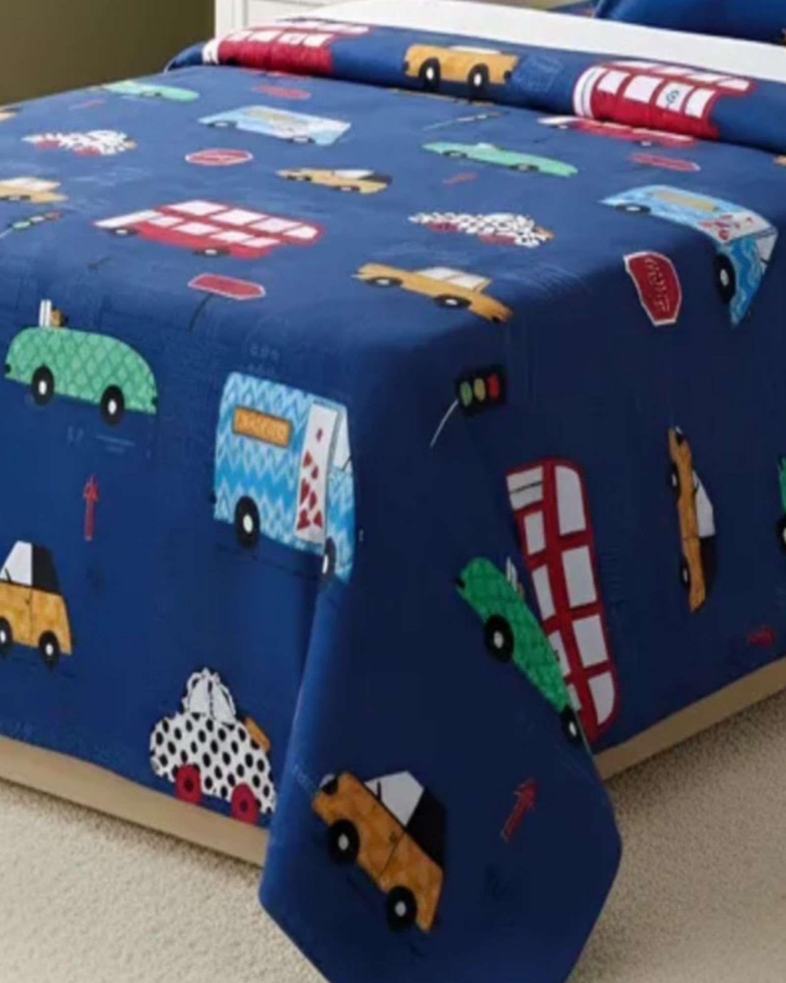 Juego de Sabanas de verano Autitos niño Infantil 1 plaza  MAS 1 ALMOHADA -2