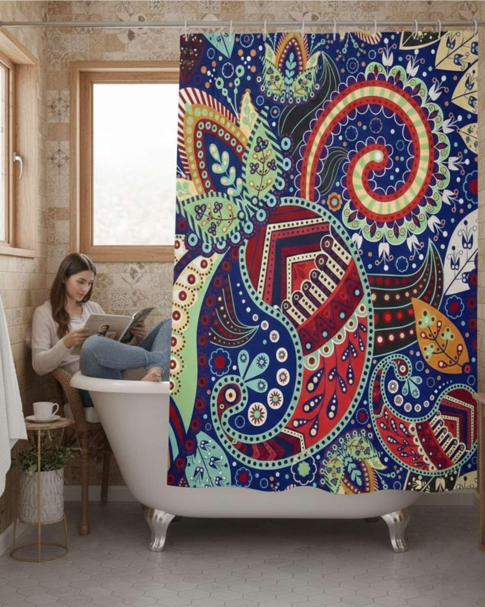 Juego de Cortina de Baño Tela Género + Forro Impermeable T36-2