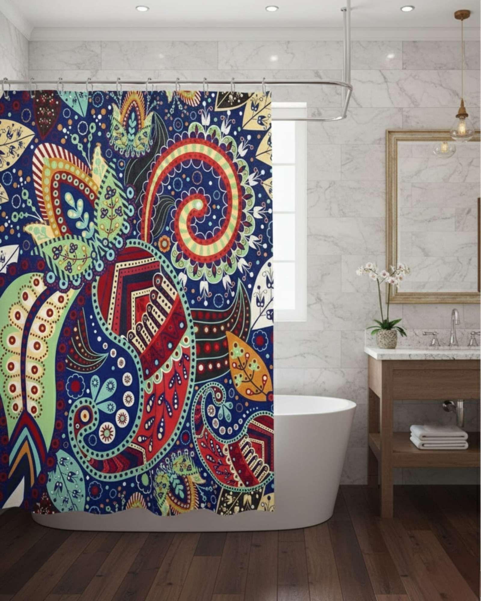 Juego de Cortina de Baño Tela Género + Forro Impermeable T36-3