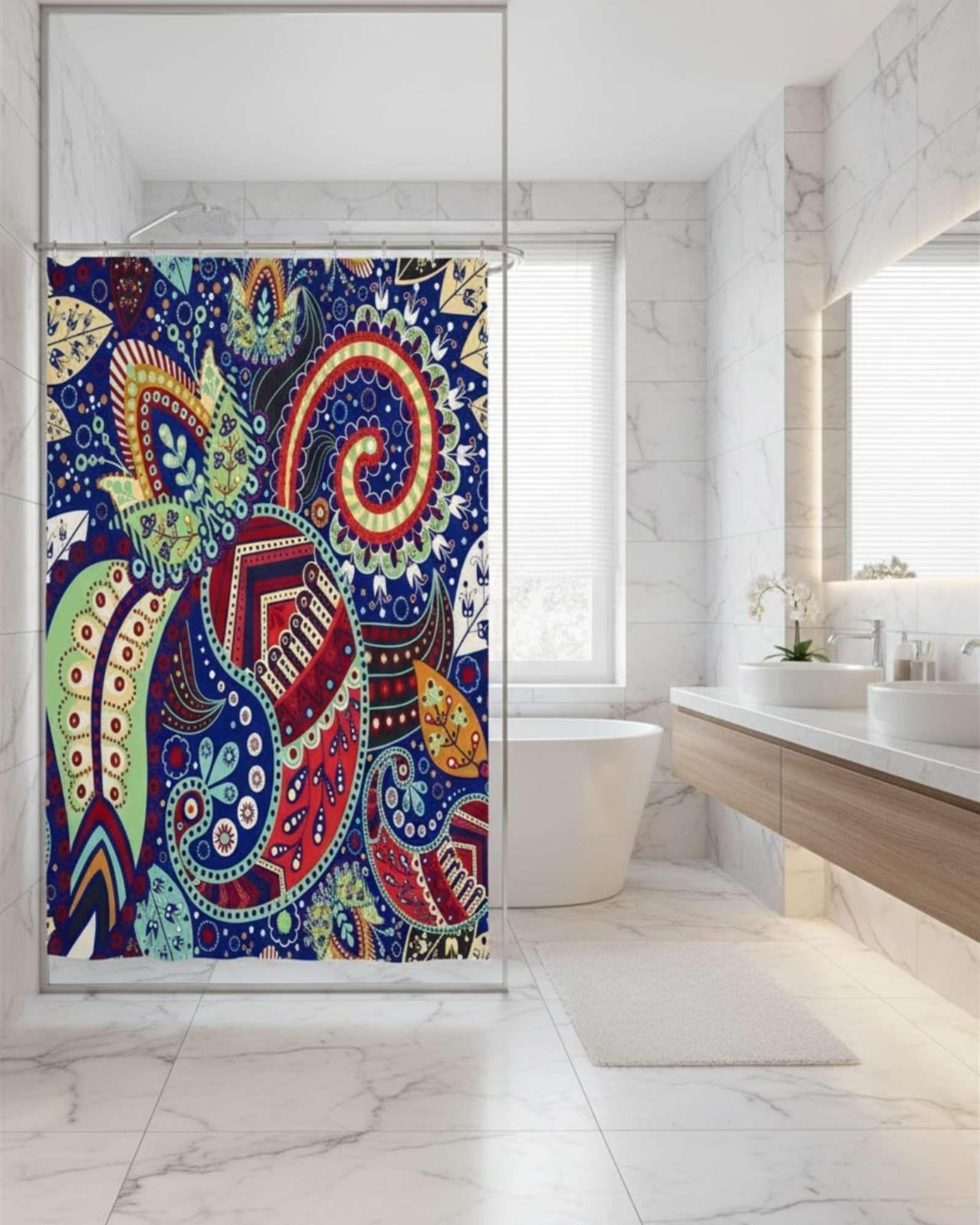 Juego de Cortina de Baño Tela Género + Forro Impermeable T36-4