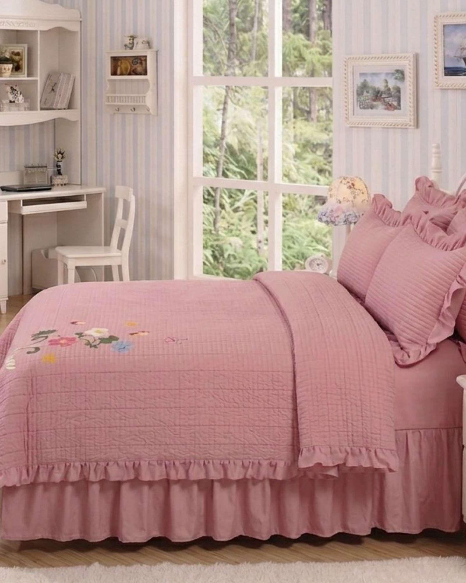 Quilt Cubrecama  Verano Estampado Floral con Bobos 2 Plazas06-3