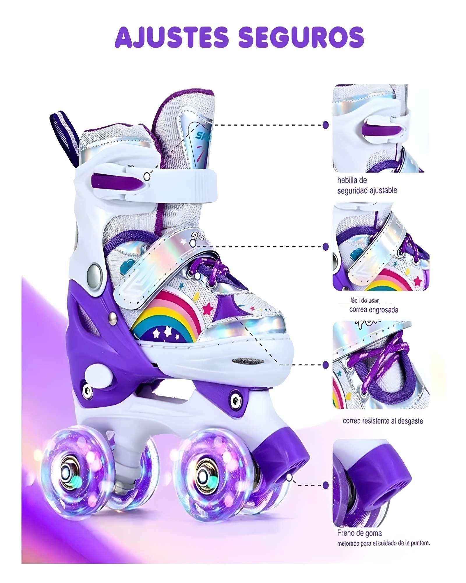 PATIN 4 RUEDAS CON LUCES Y KIT TALLA S 31-34 A7-2