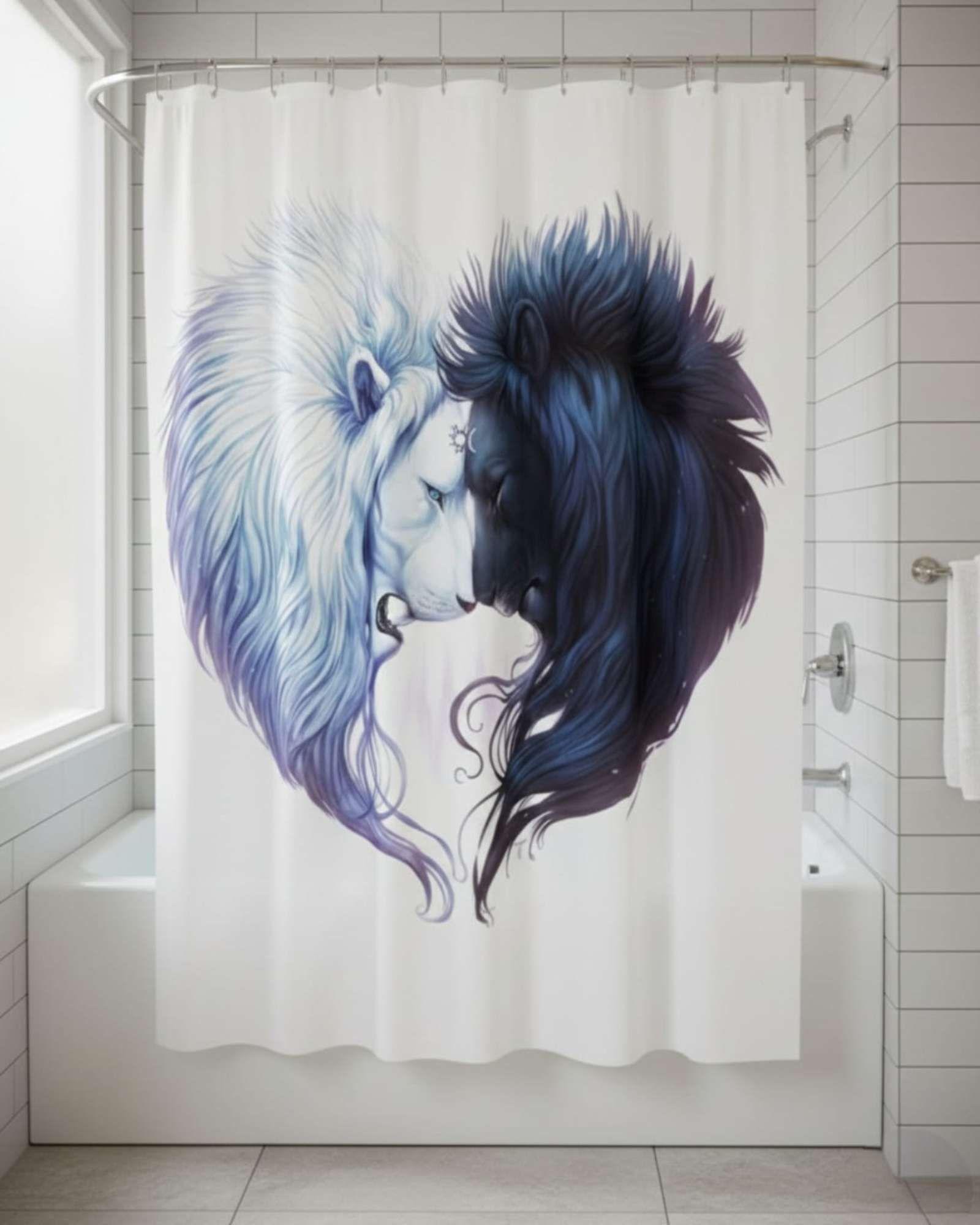 Juego de Cortina de Baño Tela Género + Forro Impermeable T37-2