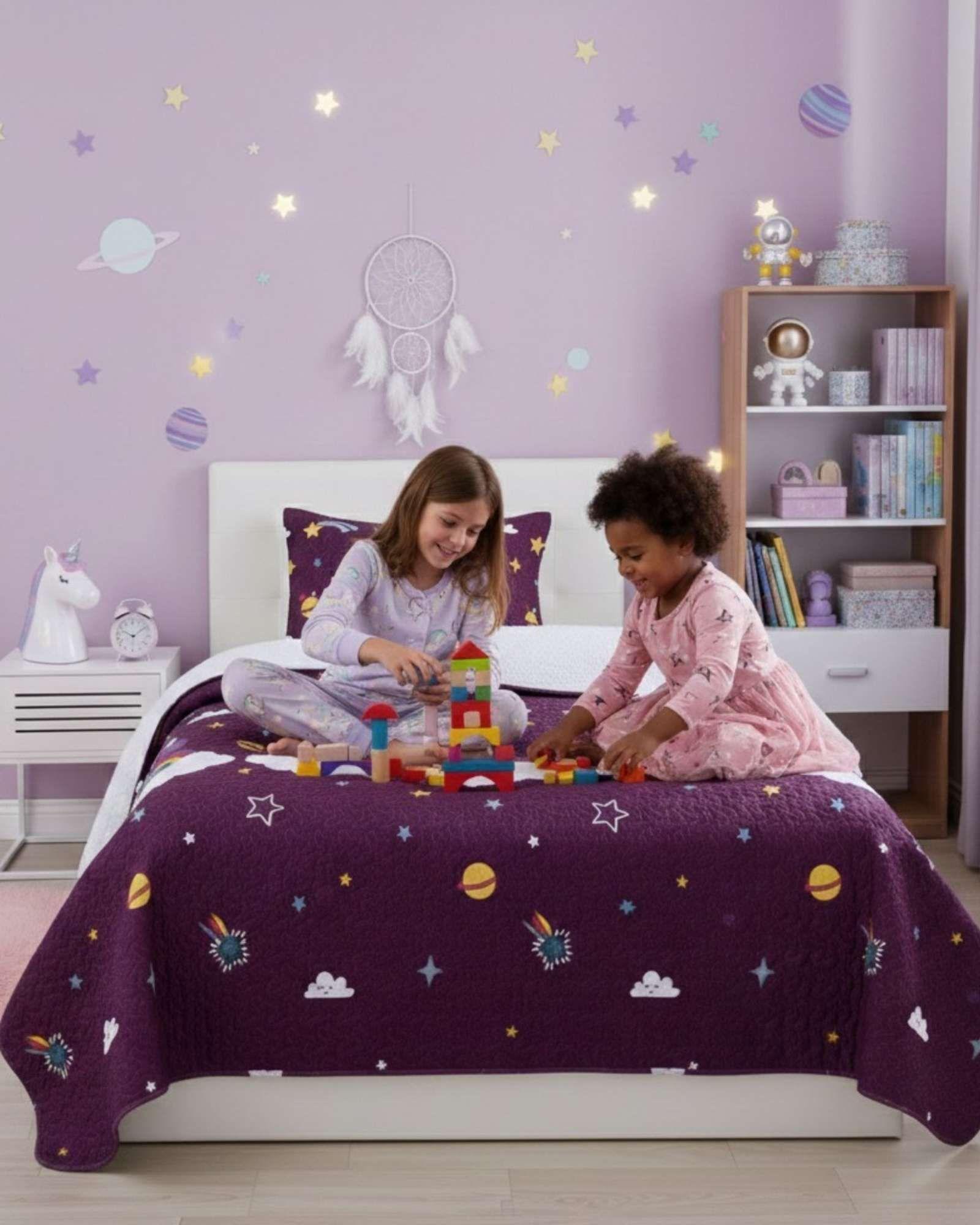 CUBRECAMA QUILT SHERPA DISEÑO INFANTIL PLAZA Y MEDIA ARCOIRIS-2