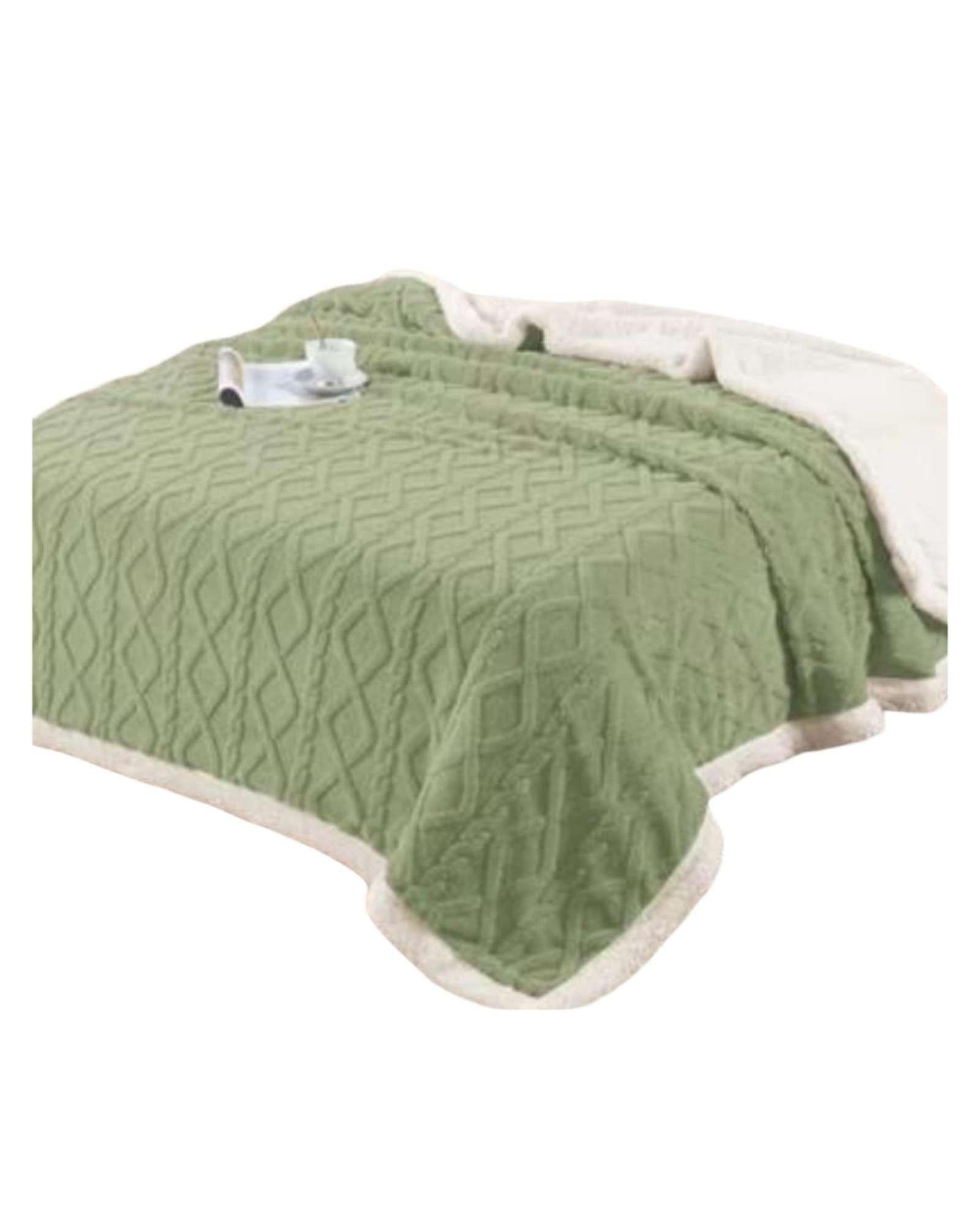 Frazada Manta Polar Sherpa Térmica King verde-2