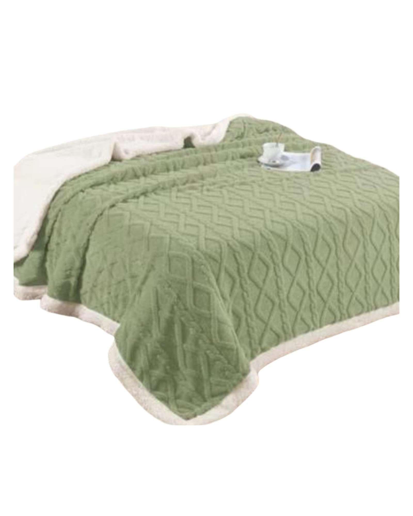 Frazada Manta Polar Sherpa Térmica King verde-3