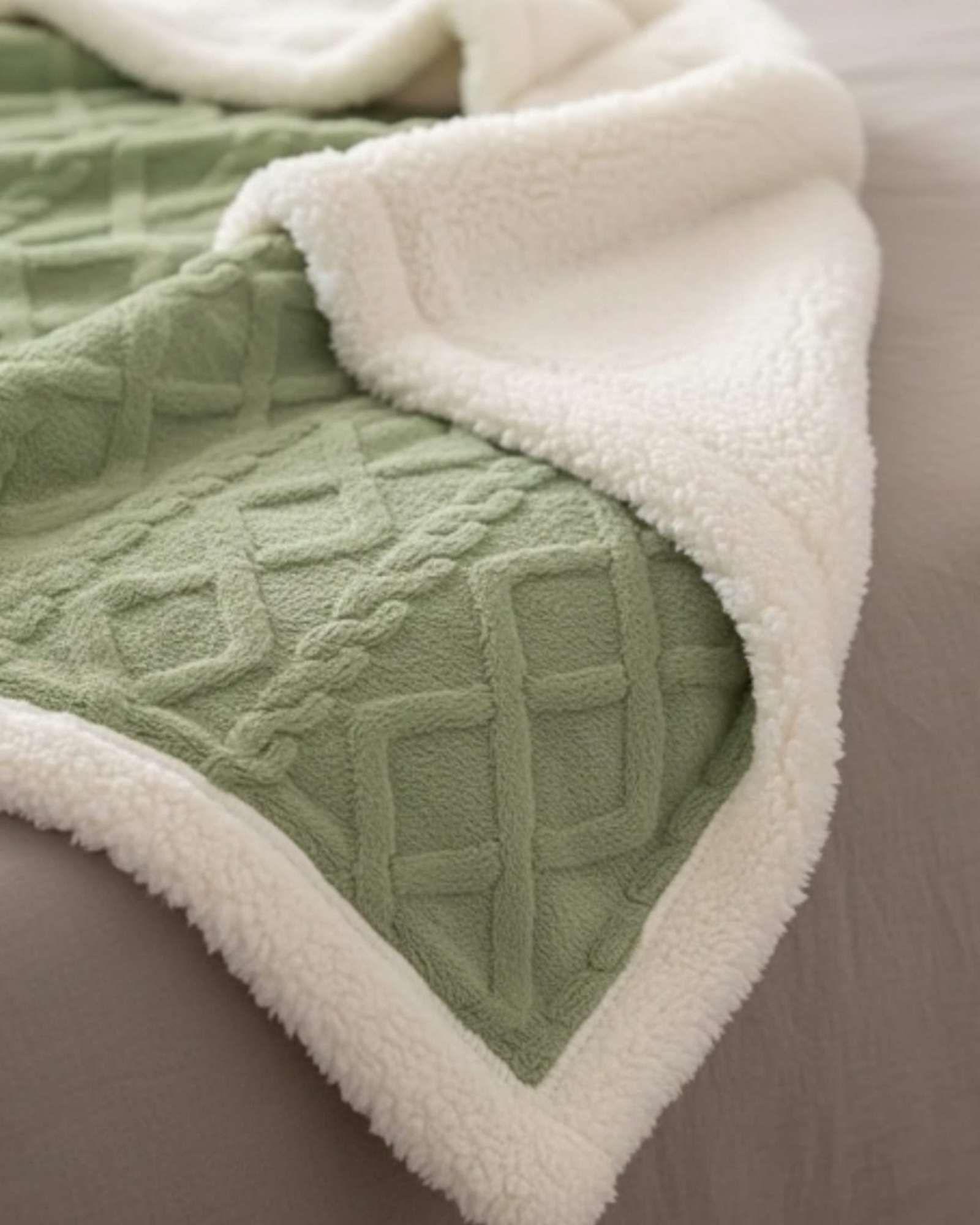 Frazada Manta Polar Sherpa Térmica King verde-4