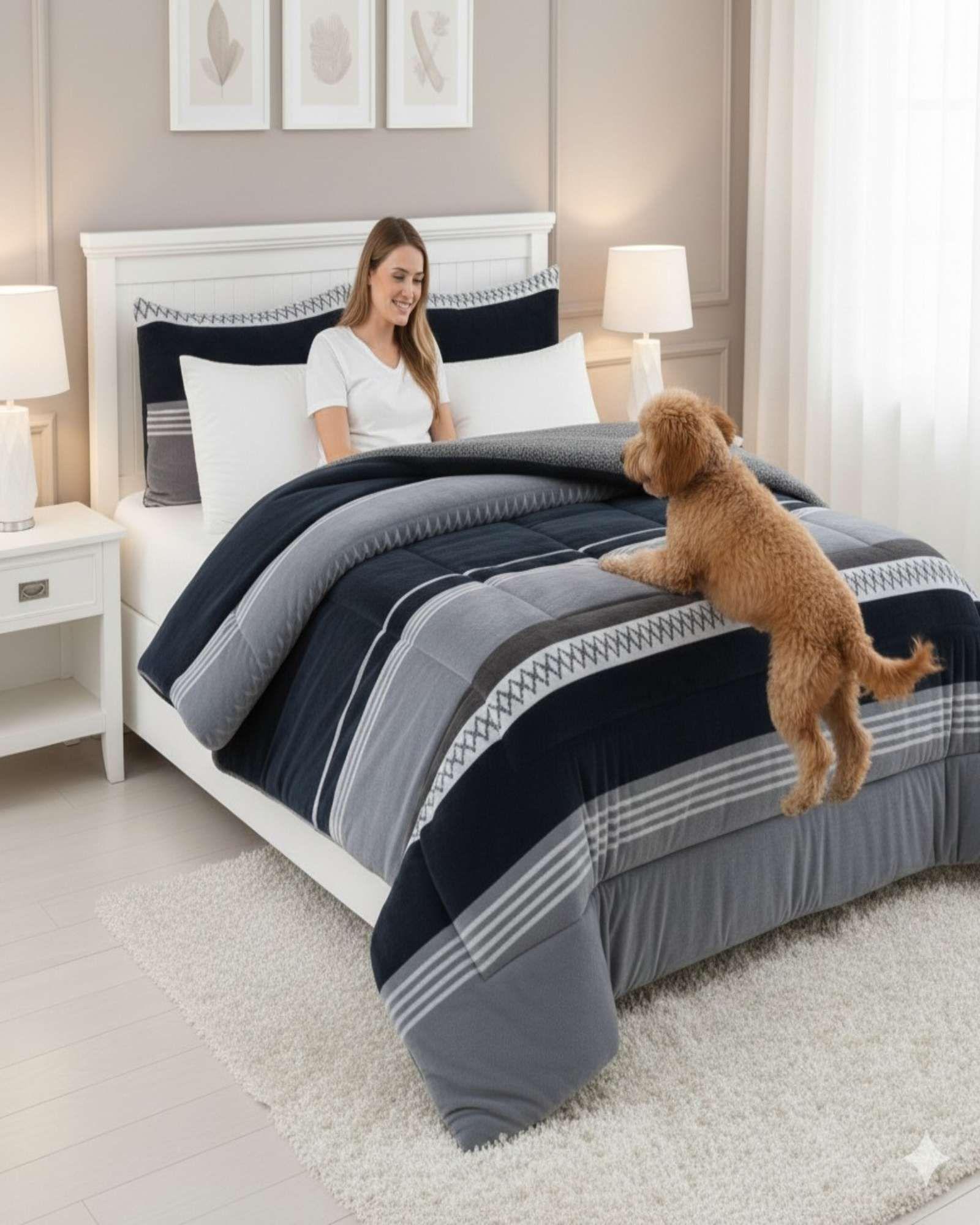 Cubrecama Premium Plush y Chiporro  gris  King-3