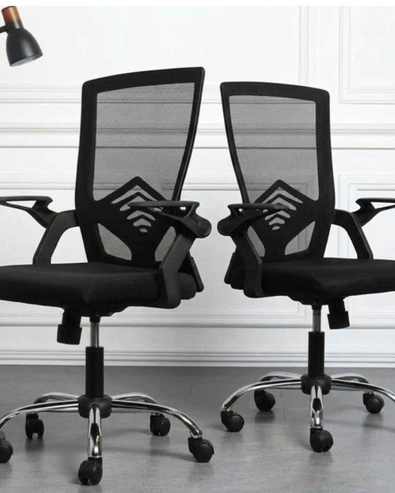 Pack 2 Sillas de Oficina Ergonómica con Apoyabrazos Reclinables y Soporte Lumbar-0