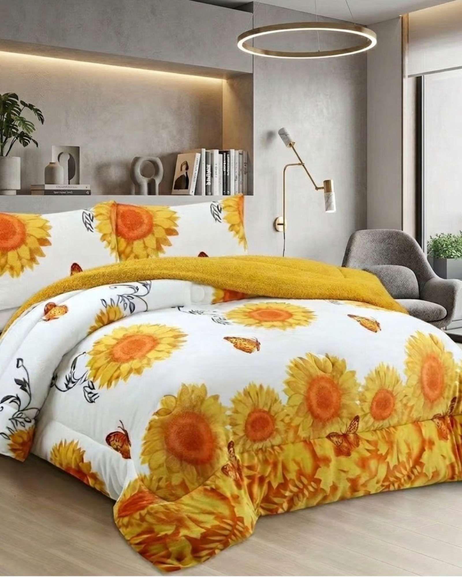 Juego de Cama Cubrecama Con Sherpa Quilting Premium King-3