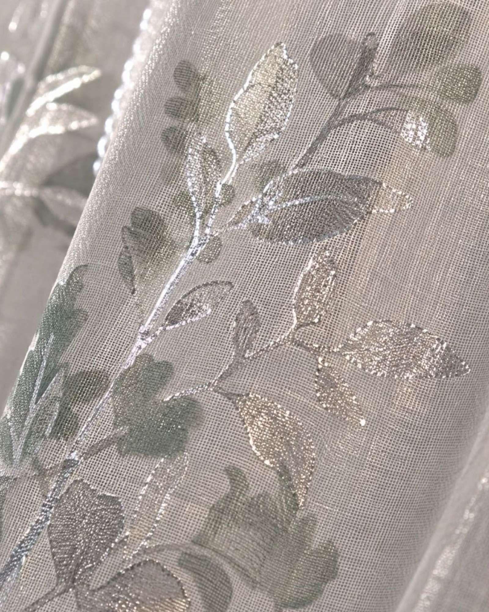Cortina Visillo Translúcida con Estampado Floral para Living y Dormitorio-6