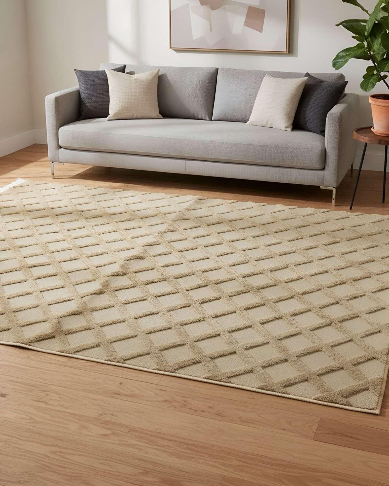 ALFOMBRA JACQUARD TEXTURIZADA CON DISEÑO Y FLECOS 180X200 CM A13-4