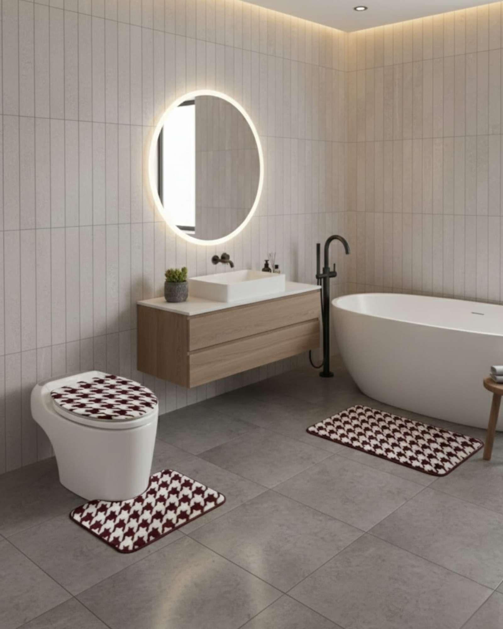 SET DE BAÑO 3 PIEZAS DISEÑO GEOMÉTRICO 3D A2-2