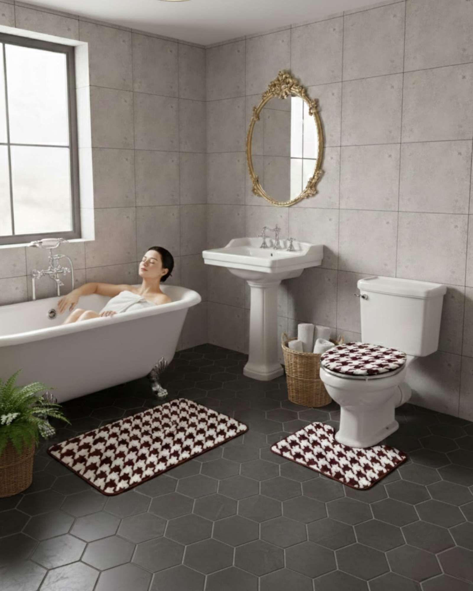 SET DE BAÑO 3 PIEZAS DISEÑO GEOMÉTRICO 3D A2-3