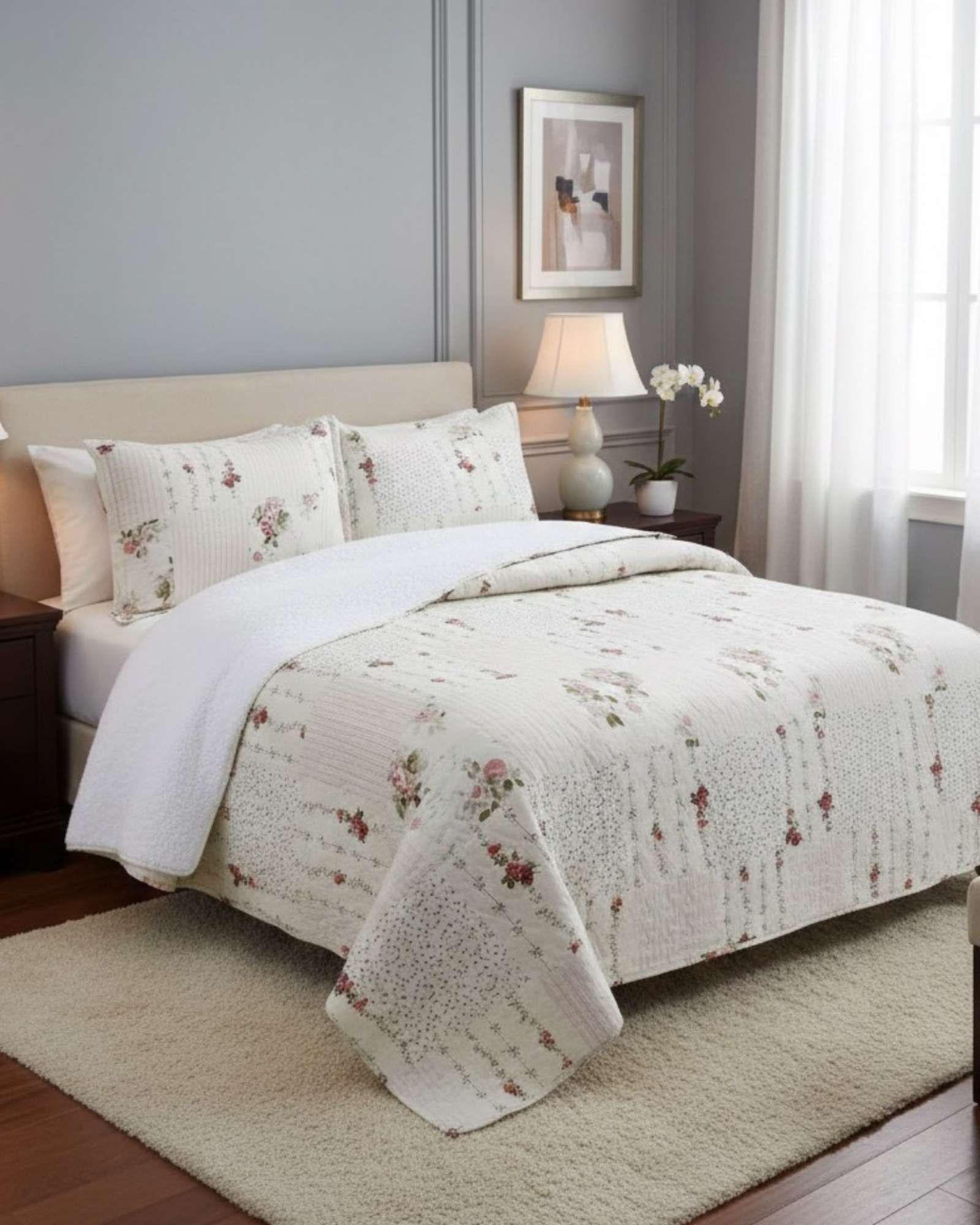 CUBRECAMA QUILT CON SHERPA 2 PLAZA 230 CM X 250 CM B15-3