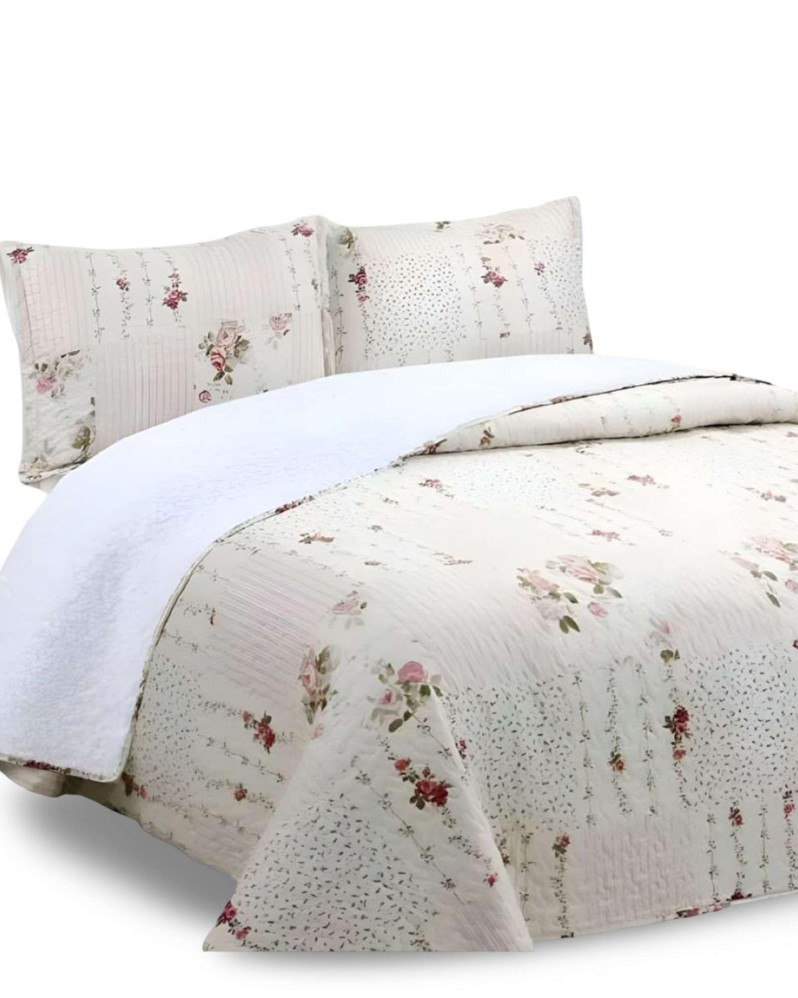 CUBRECAMA QUILT CON SHERPA 2 PLAZA 230 CM X 250 CM B15-4