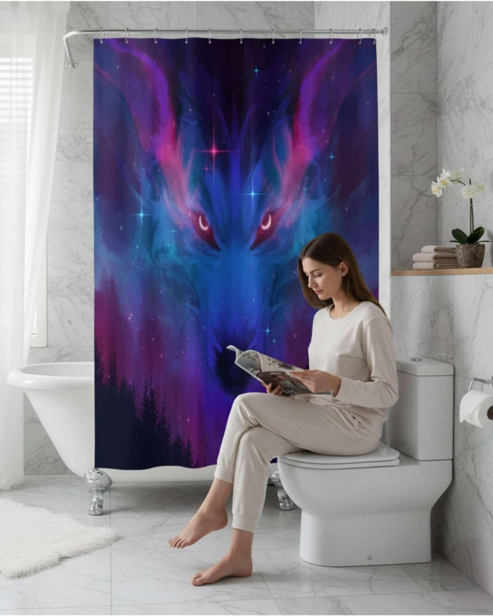 Juego de Cortina de Baño Tela Género + Forro Impermeable T26-2