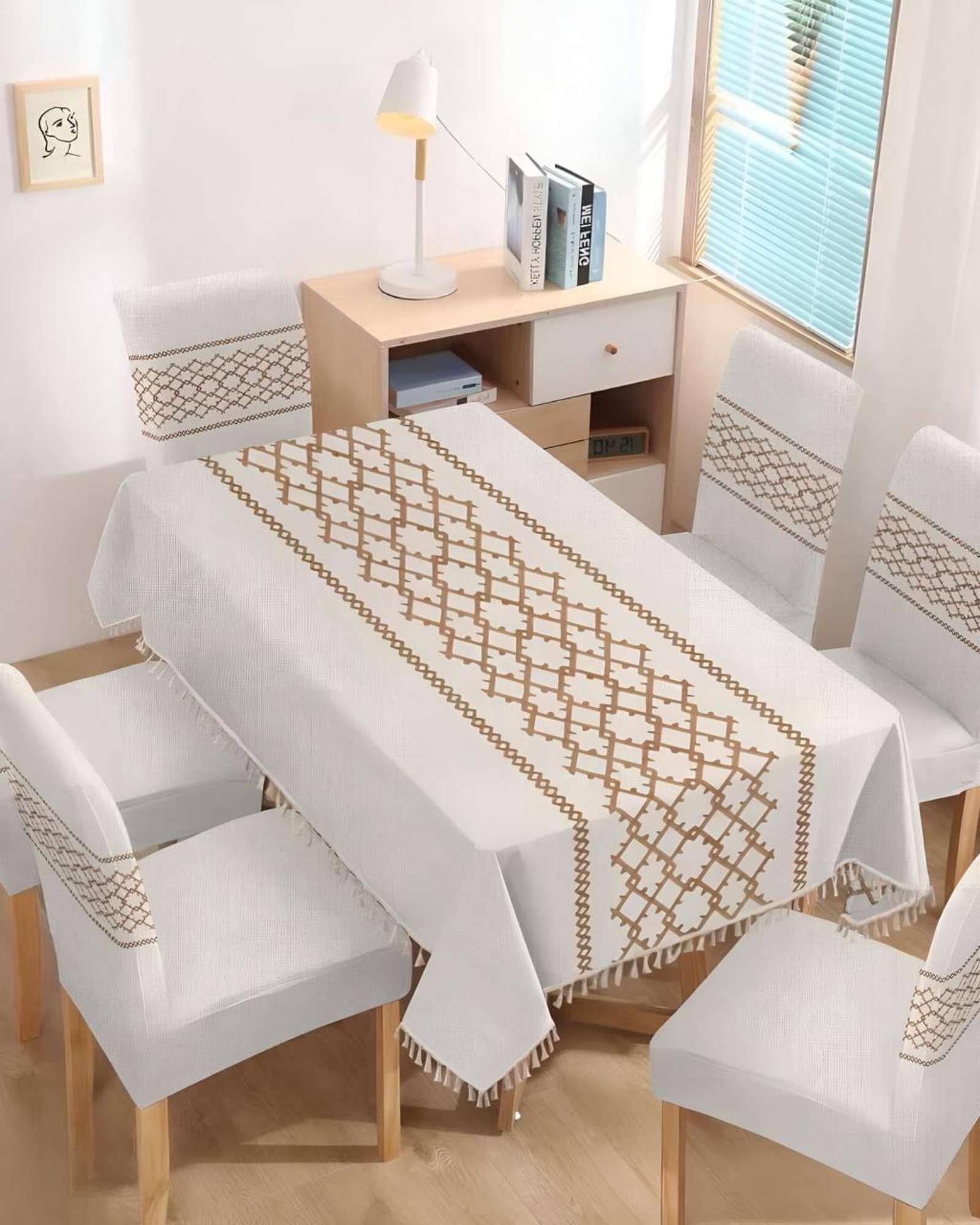 Juego Textil Para Comedor Mantel  más 6 fundas de silla A07-3