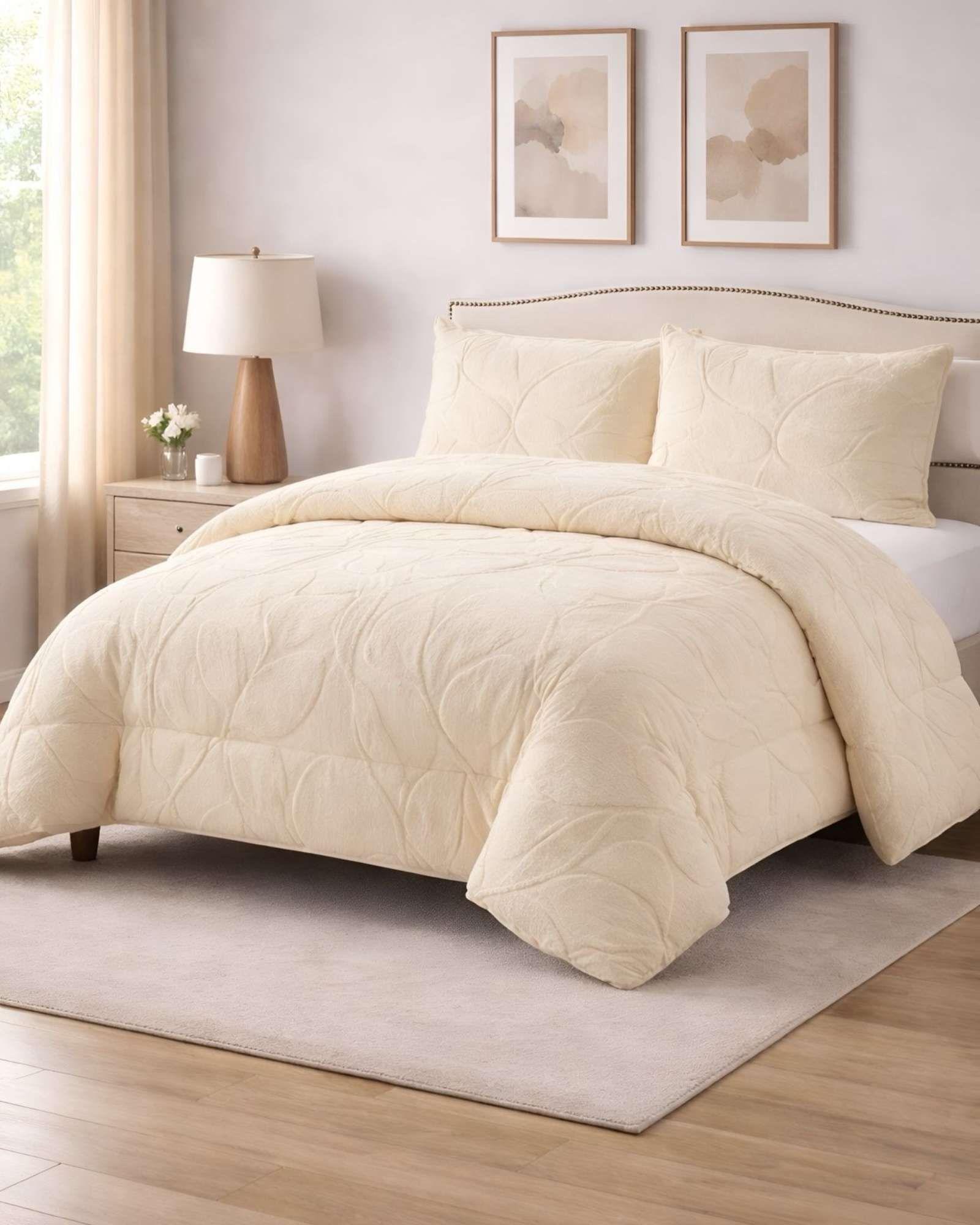 Cubrecama Acolchado con chiporro diseño Texturizado Hojas King K1-2