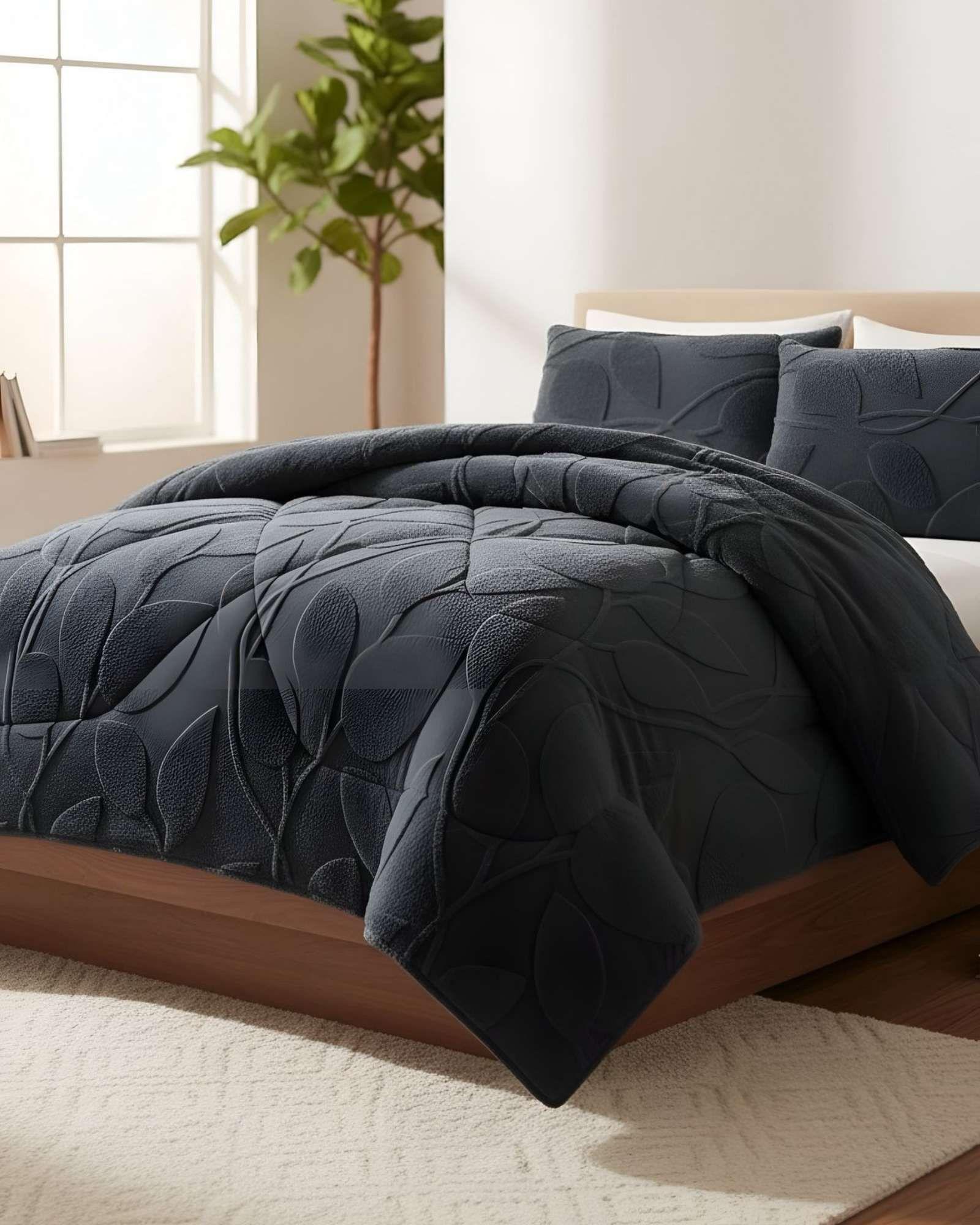 Cubrecama Acolchado con chiporro diseño Texturizado Hojas King K2-3