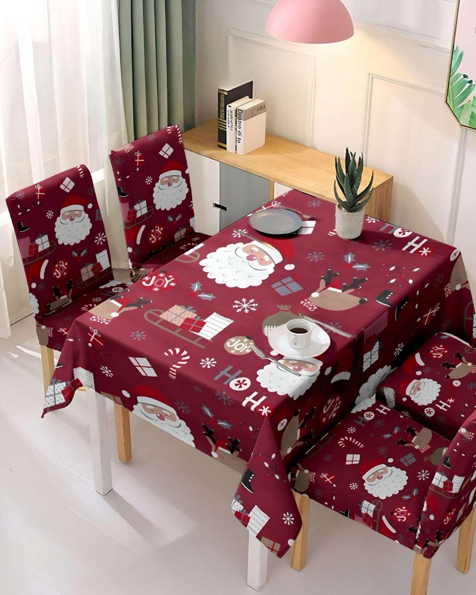 Juego Mantel más 6 fundas de sillas antimanchas navideño 140x220 cm 07-2