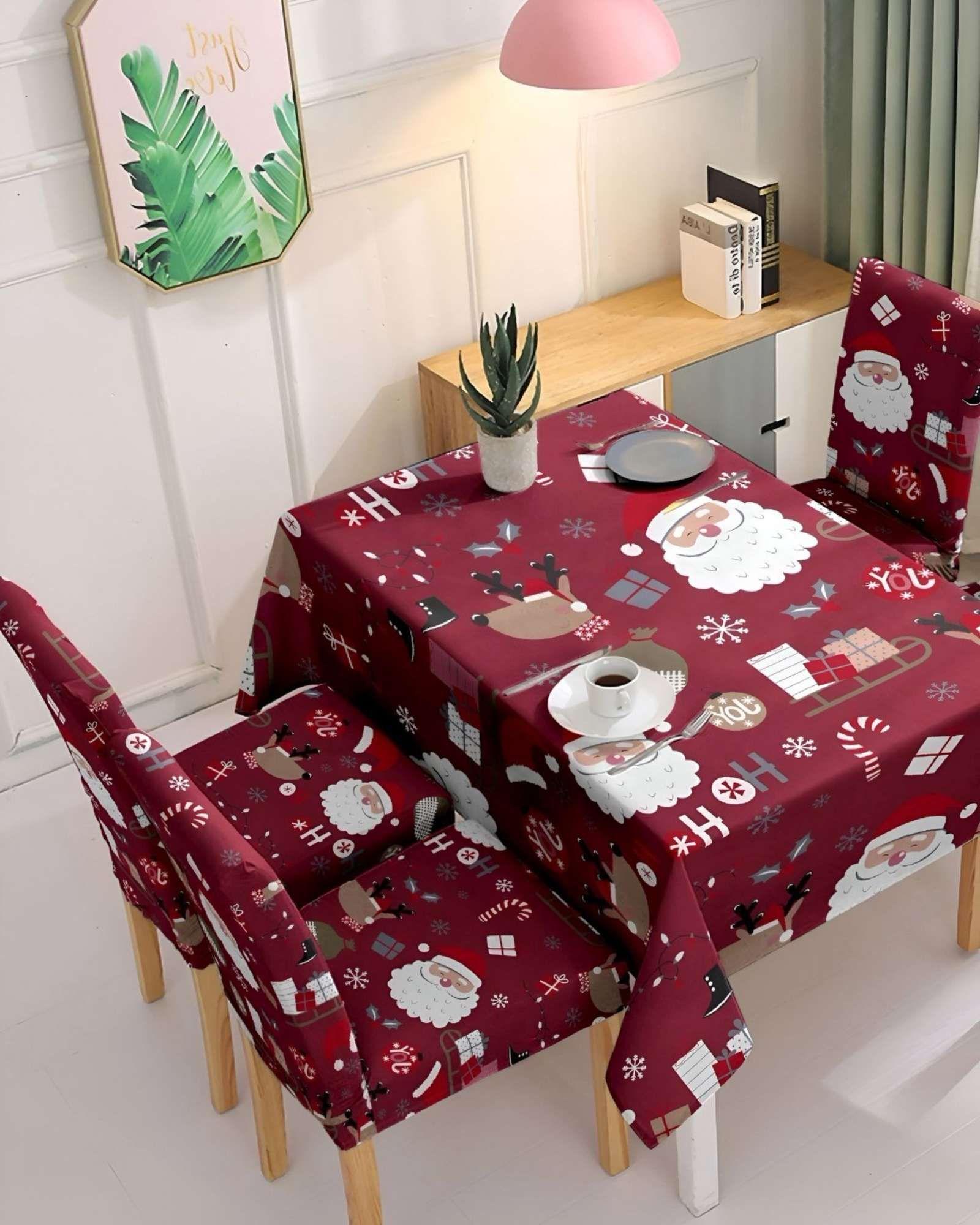 Juego Mantel más 6 fundas de sillas antimanchas navideño 140x220 cm 07-3