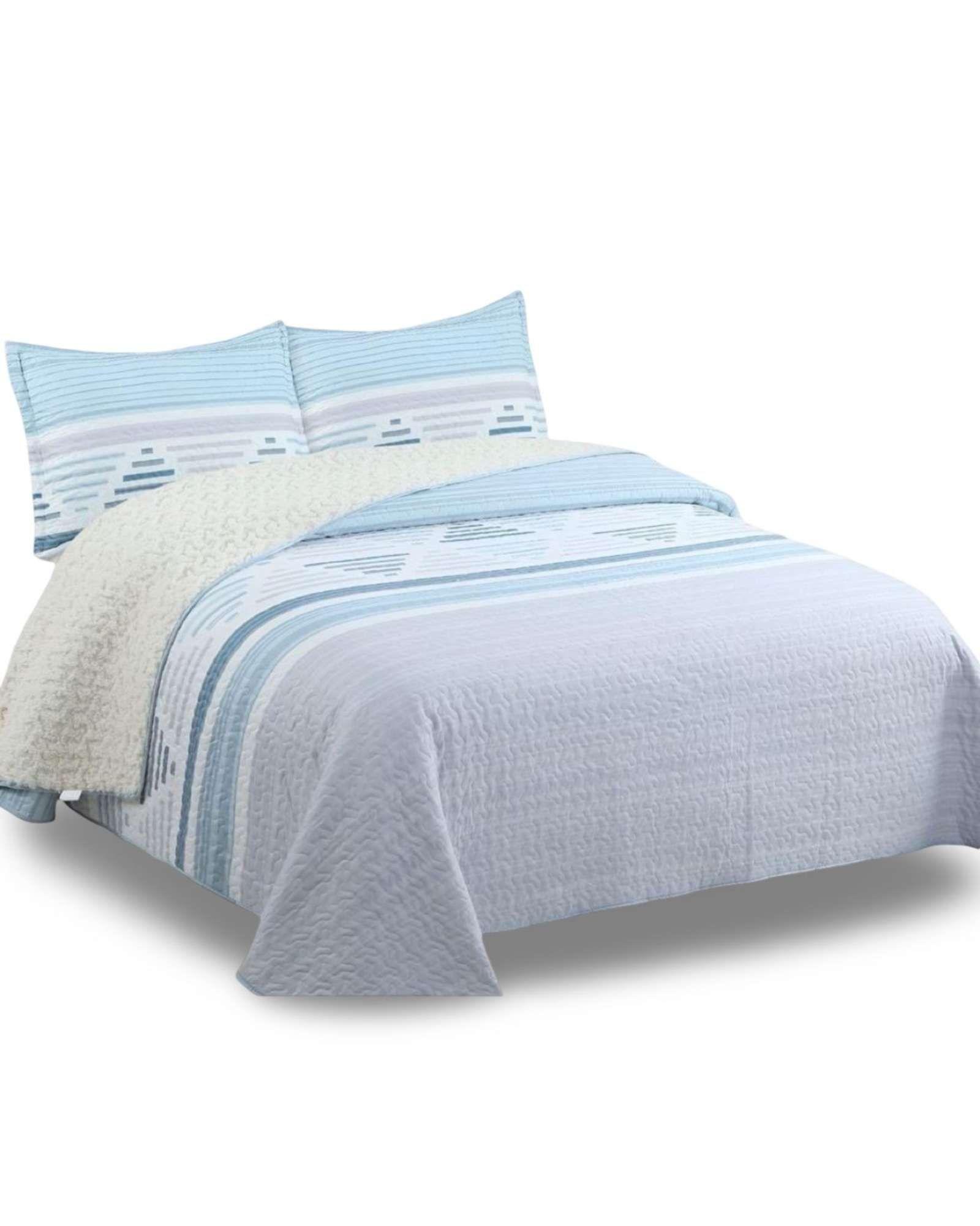CUBRECAMA QUILT ELEGANTE CON SHERPA PLAZA Y MEDIA 180 X 230 CM A3-3