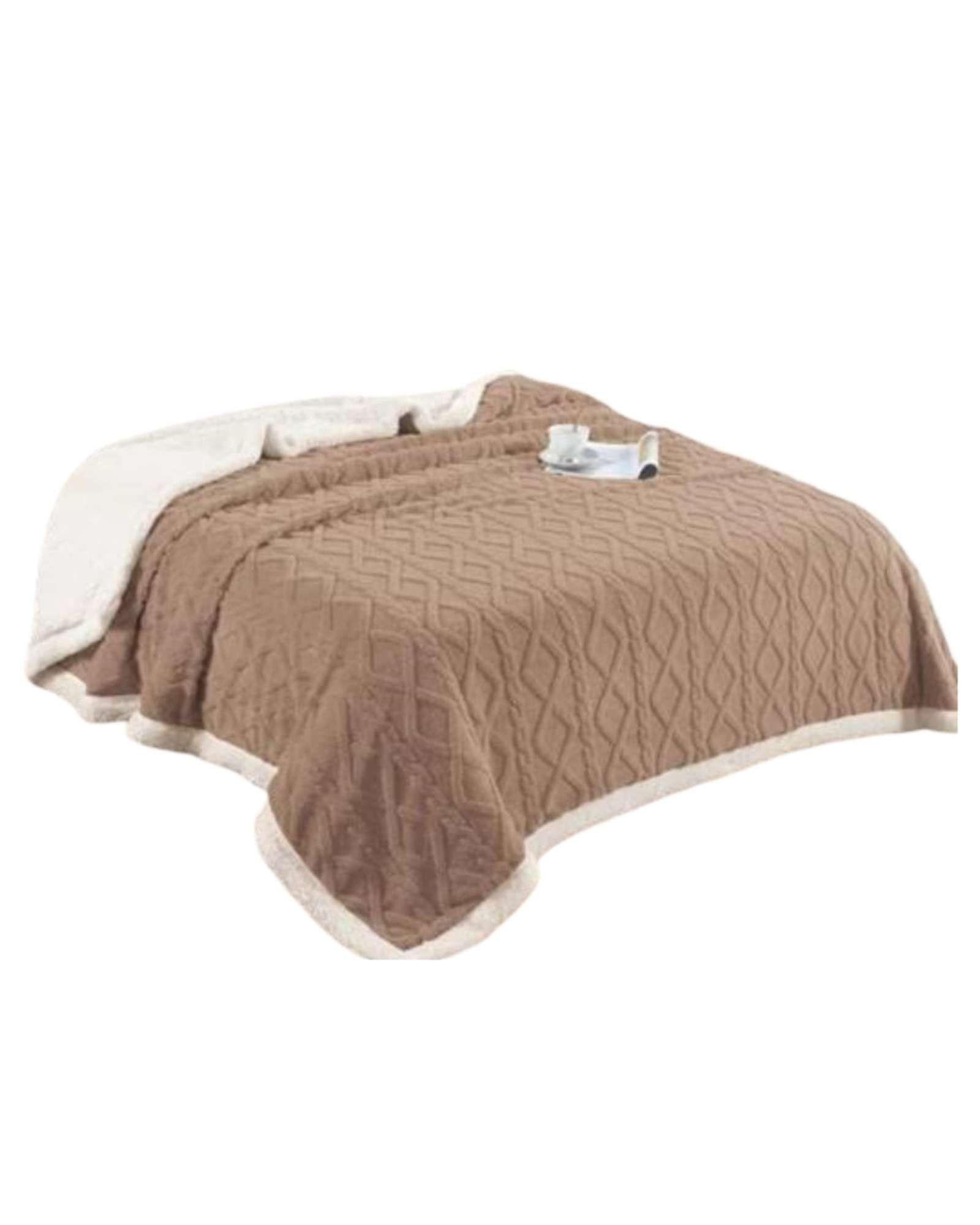 Frazada Manta Polar Sherpa Térmica Plaza y media marron-3