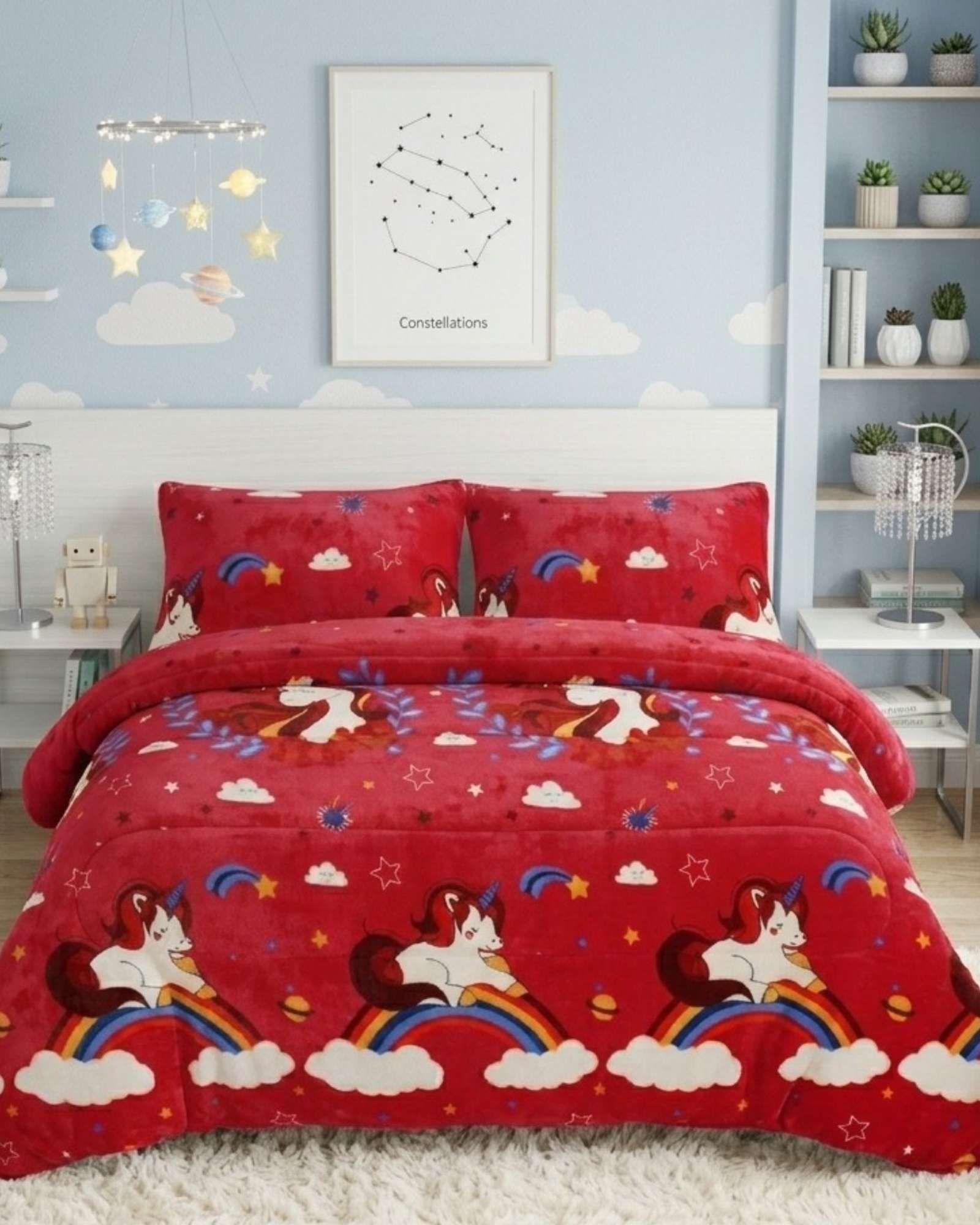 Juego de Cama Cubrecama Con Sherpa Quilting Premium Plaza y Media-2